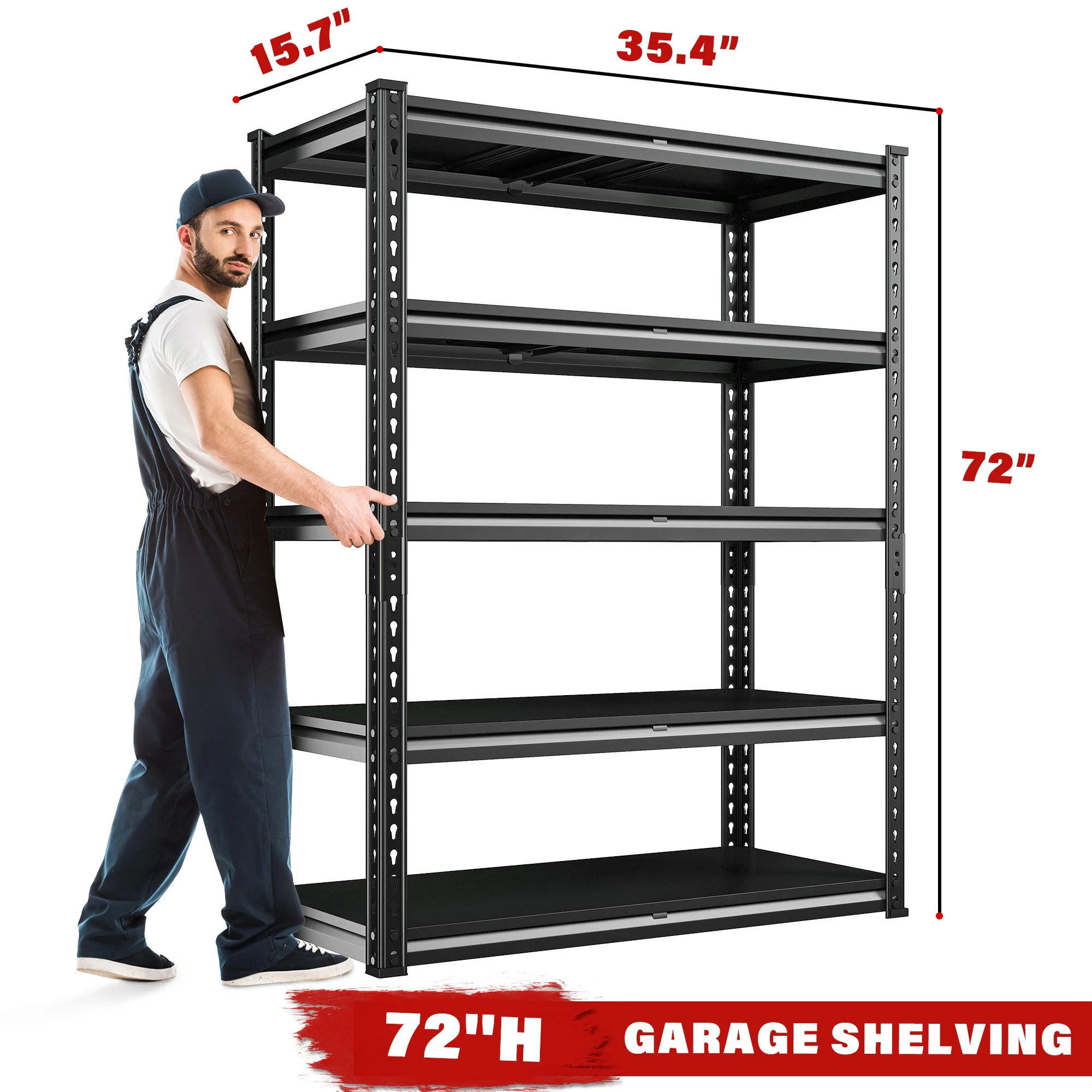 REIBII 3000 LBS Heavy Duty Storage Shelf for Garage Storage 72" Adjustable Metal Shelving Rack - Image 2