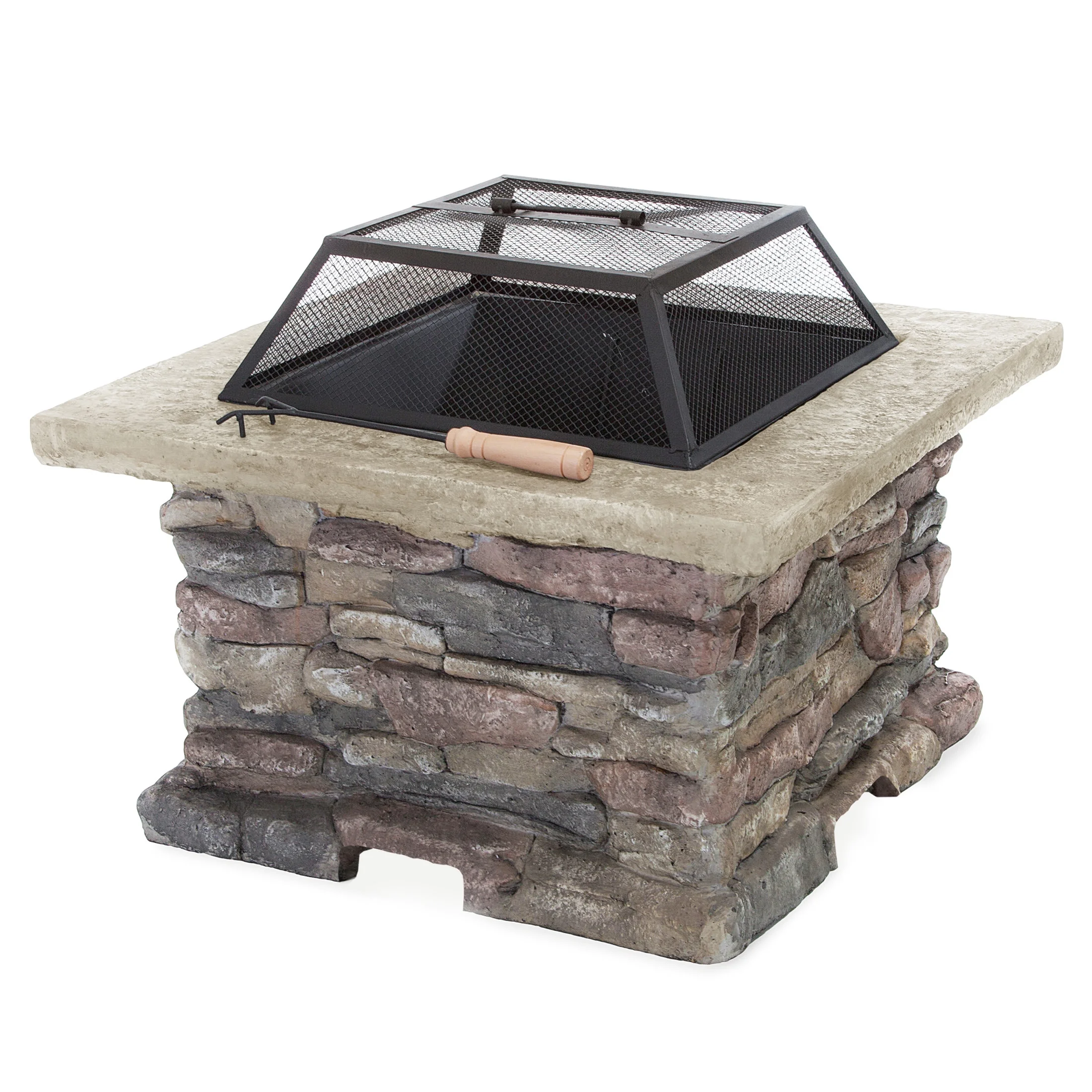 Christopher Knight Home 28.5" Outdoor Patio Wood Burning Fire Pit with Lid, MGO Base & Iron Bowl, Stone Gray - Image 3