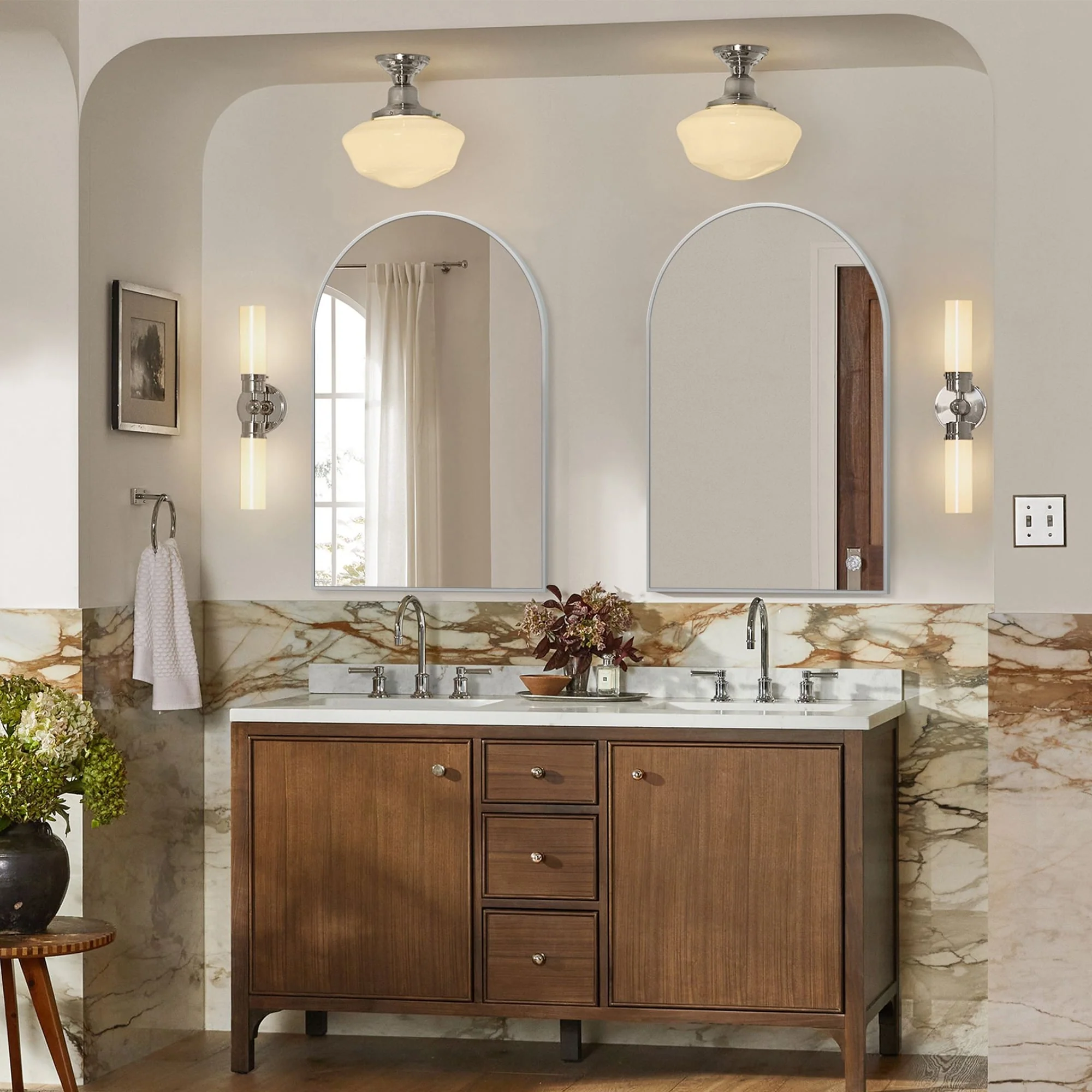 2 Pack 36x24 Inch Arched Bathroom Vanity Mirrors, Wall Mounted Decorative Mirrors for Bathroom and Bedroom - Image 21