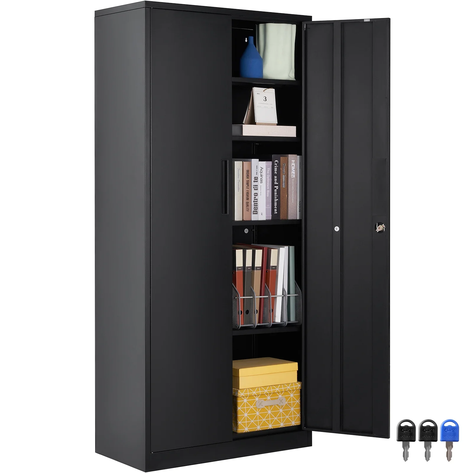 KFFKFF Iron Storage Unit, Secure Storage Unit with Dual Magnetic Entryways and Quartet of Customizable Racks, 71'' Iron Unit with 200 lbs Load Limit per Rack, Accompanied by Trio of Keys - Image 8