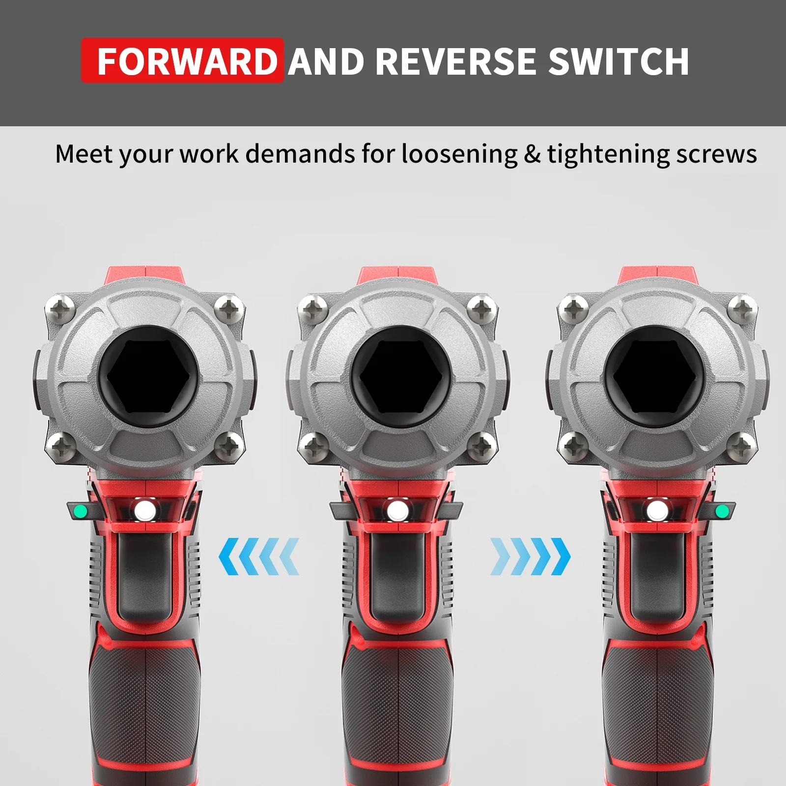 Cordless Impact Wrench, 1/2" Impact Gun, Max Torque 440 Ft-lbs (600 N.m) Heavy Duty Cordless Impact Driver, 3500 RPM Electric Impact Drill, 20V Brushless, 2x4.0Ah Li-ion Battery, 4Pcs Impact Sockets - Image 6