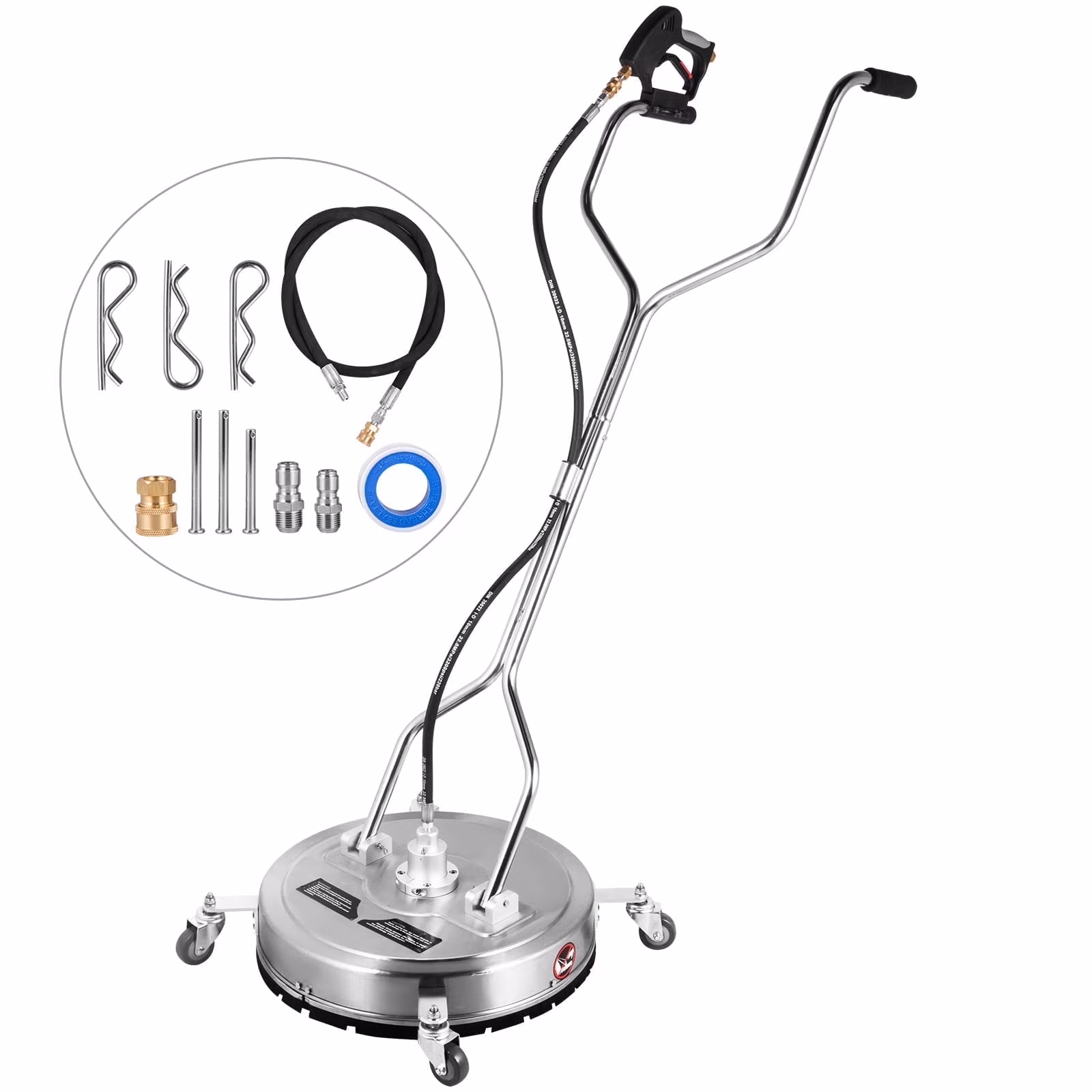 VEVOR 21" Surface Cleaner Pressure Flat Surface Cleaning 4000 PSI Max Working Pressure Flat Surface Cleaner Stainless Steel Rotating Surface Cleaner with 3 Nozzle Front Spray Bar - Image 3