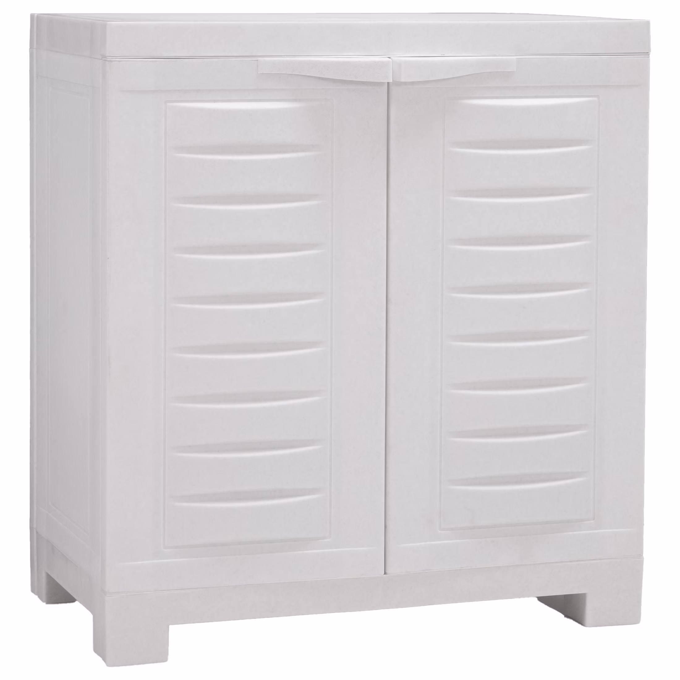 Sunnydaze Adjustable 25.5" Plastic 1-Shelf Freestanding Garage Storage Cabinet, Gray w/ Charcoal Trim - Image 5