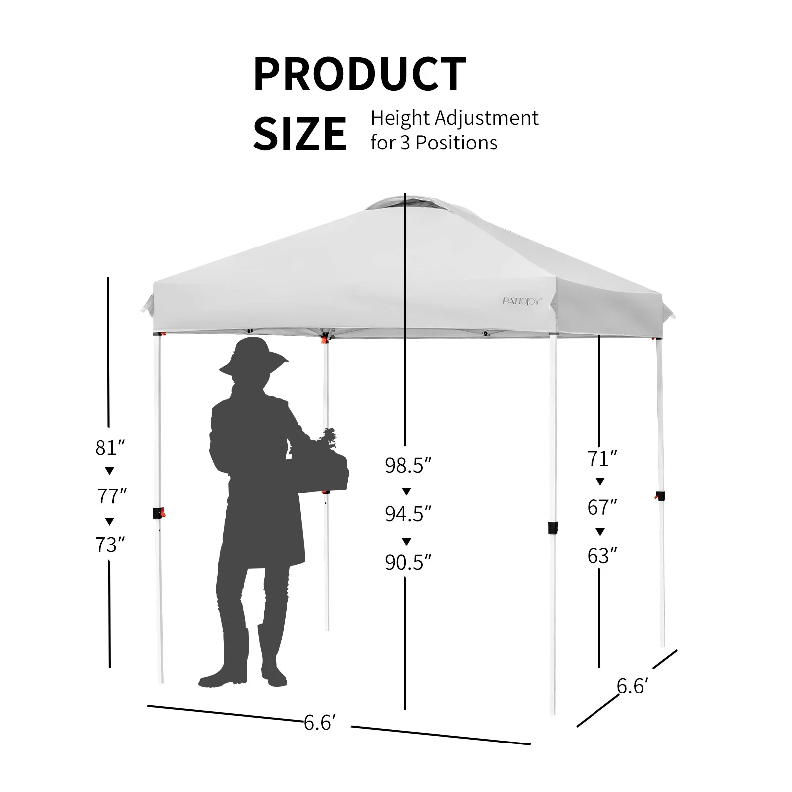 Patiojoy 6.6-?x 6.6-?Pop-up Canopy Tent Outdoor Camping Sun Shelter w/ Portable Roller Bag & 4 Weight Bags Blue - Image 13