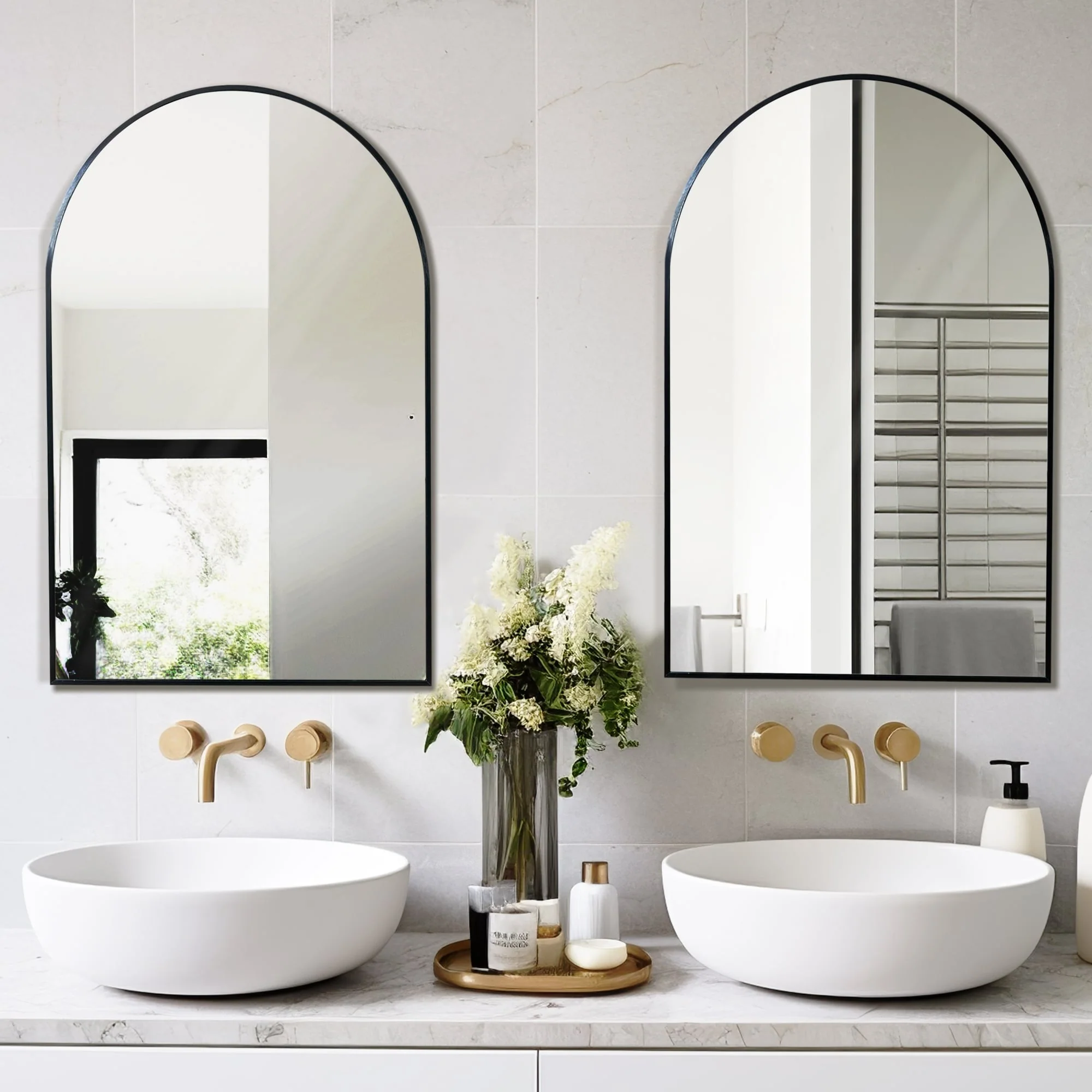 2 Pack 36x24 Inch Arched Bathroom Vanity Mirrors, Wall Mounted Decorative Mirrors for Bathroom and Bedroom - Image 8