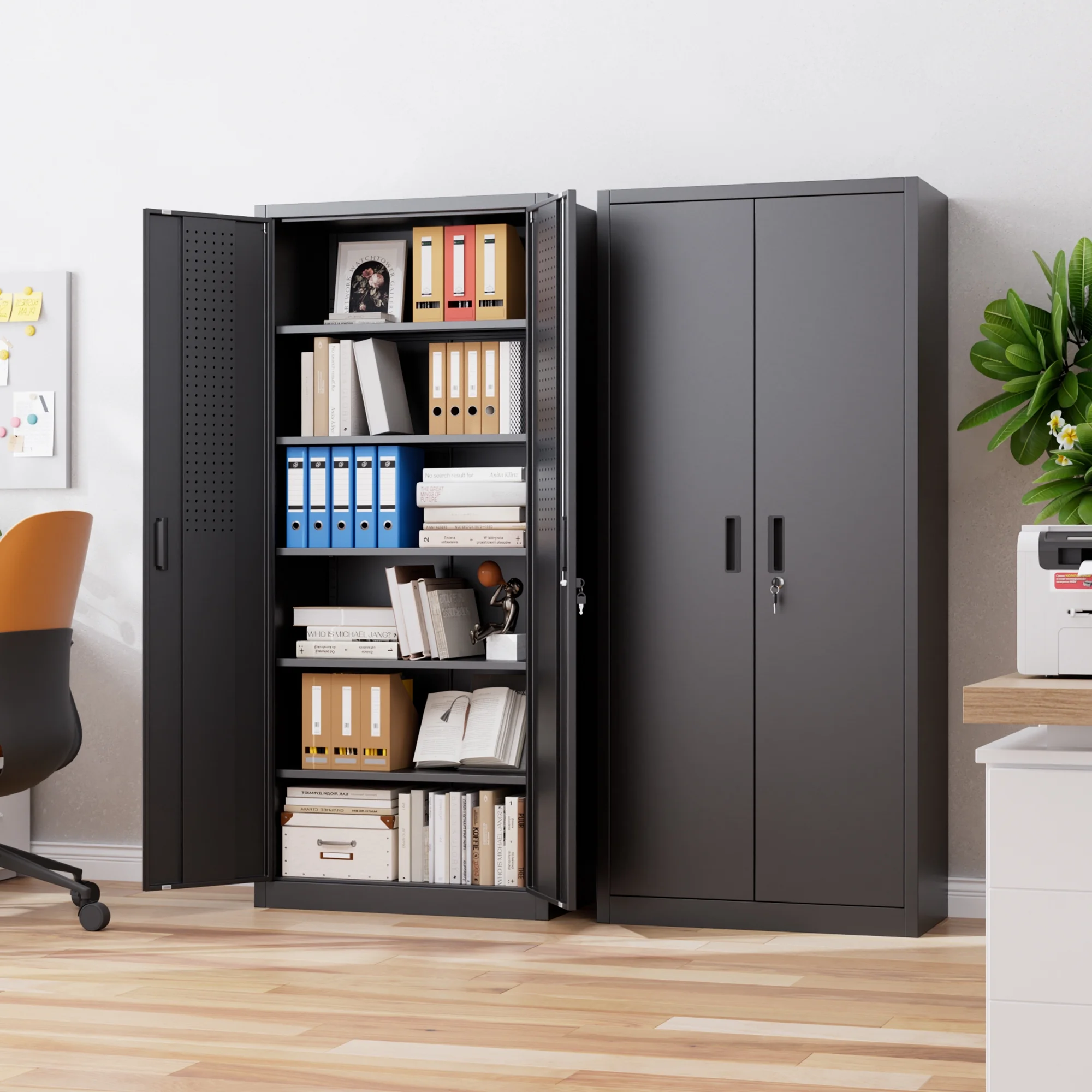 GAEANET 2 Door Metal Storage Cabinet with 5 Adjustable Shelves &Pegboard, 71" H-32" W-16" D Locking Steel Garage Cabinet, for Garage,Office,Home,Gym,School, File Cabinet,Assembly Required, Black - Image 12