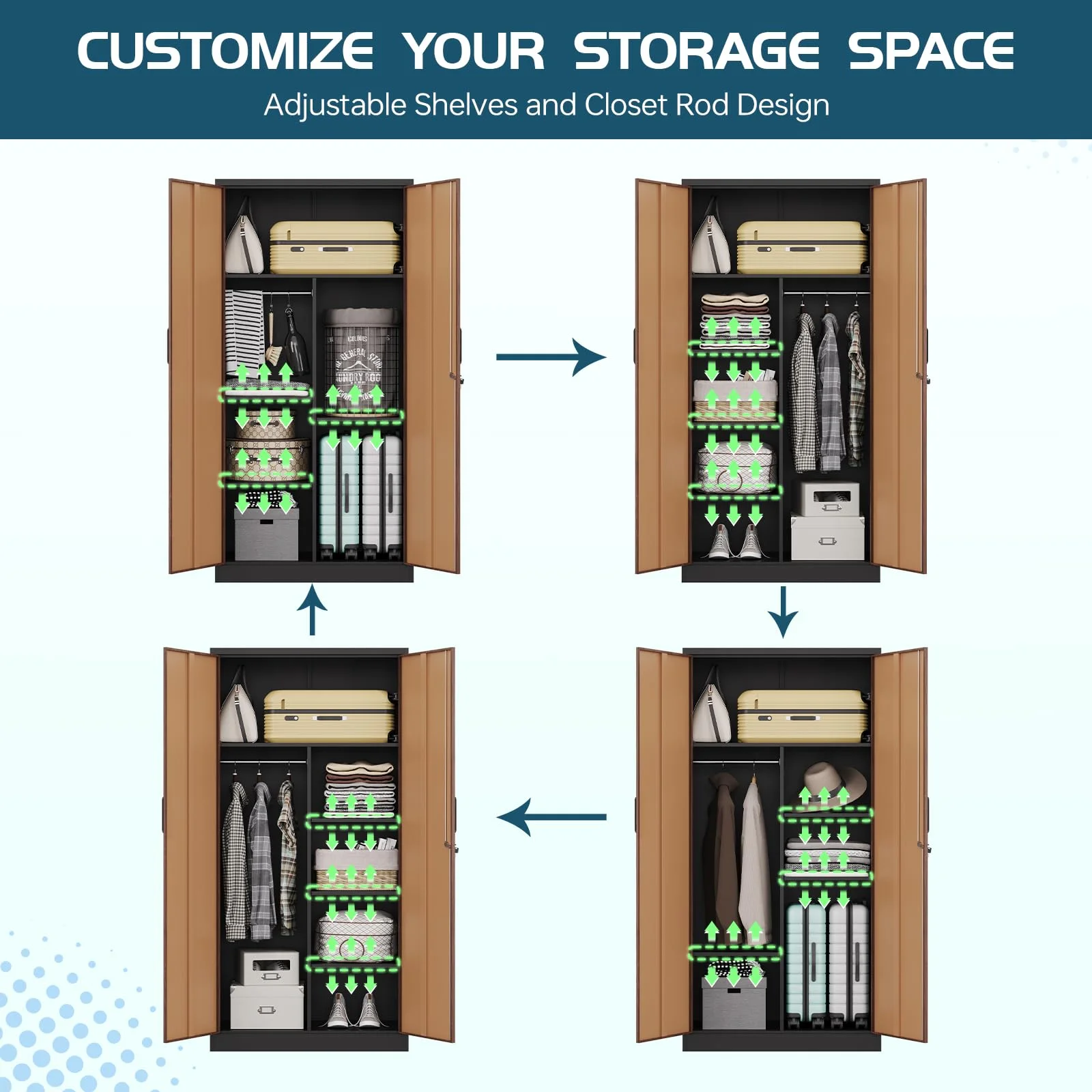 MIIIKO 71" Metal Storage Locker Metal Garage Locker Cabinets with Locking Door and 4 Adjustable Shelves, Steel Classic Storage Cabinet for Home, School, Office, Garage - Image 42