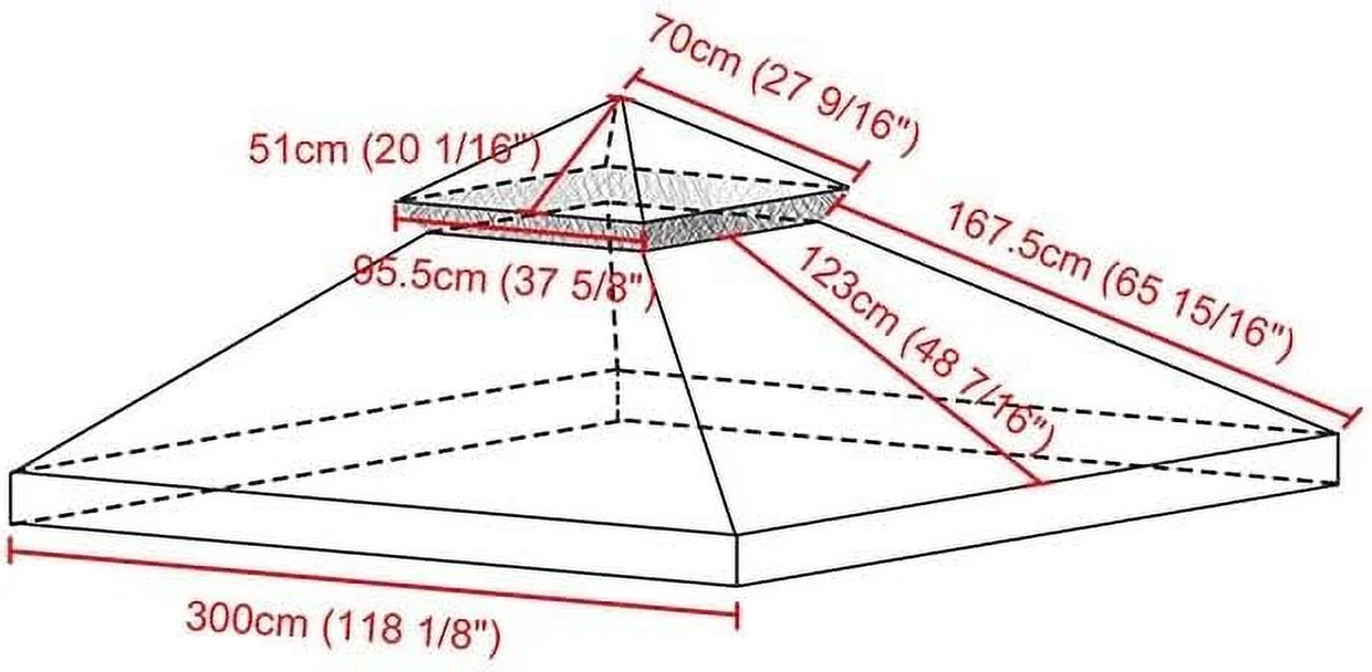 10x10Ft Canopy Top Replacement PU Water Resistance Arrow Gazebo Dual Tier Outdoor Patio Canopy Cover Party Backyard Garden Beige - Image 6
