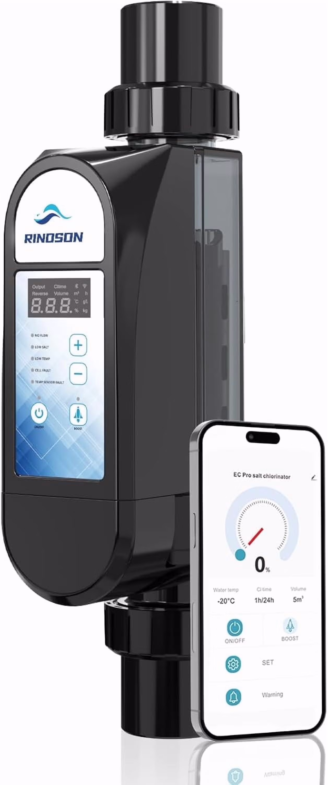 Rinoson Smart Saltwater Pool Chlorinator System Up to 18,000 Gallons Pool, Warranty-App Remote Control & Titanium Plate Self-Cleaning WiFi Salt Chlorine Generator for Pools - Image 7