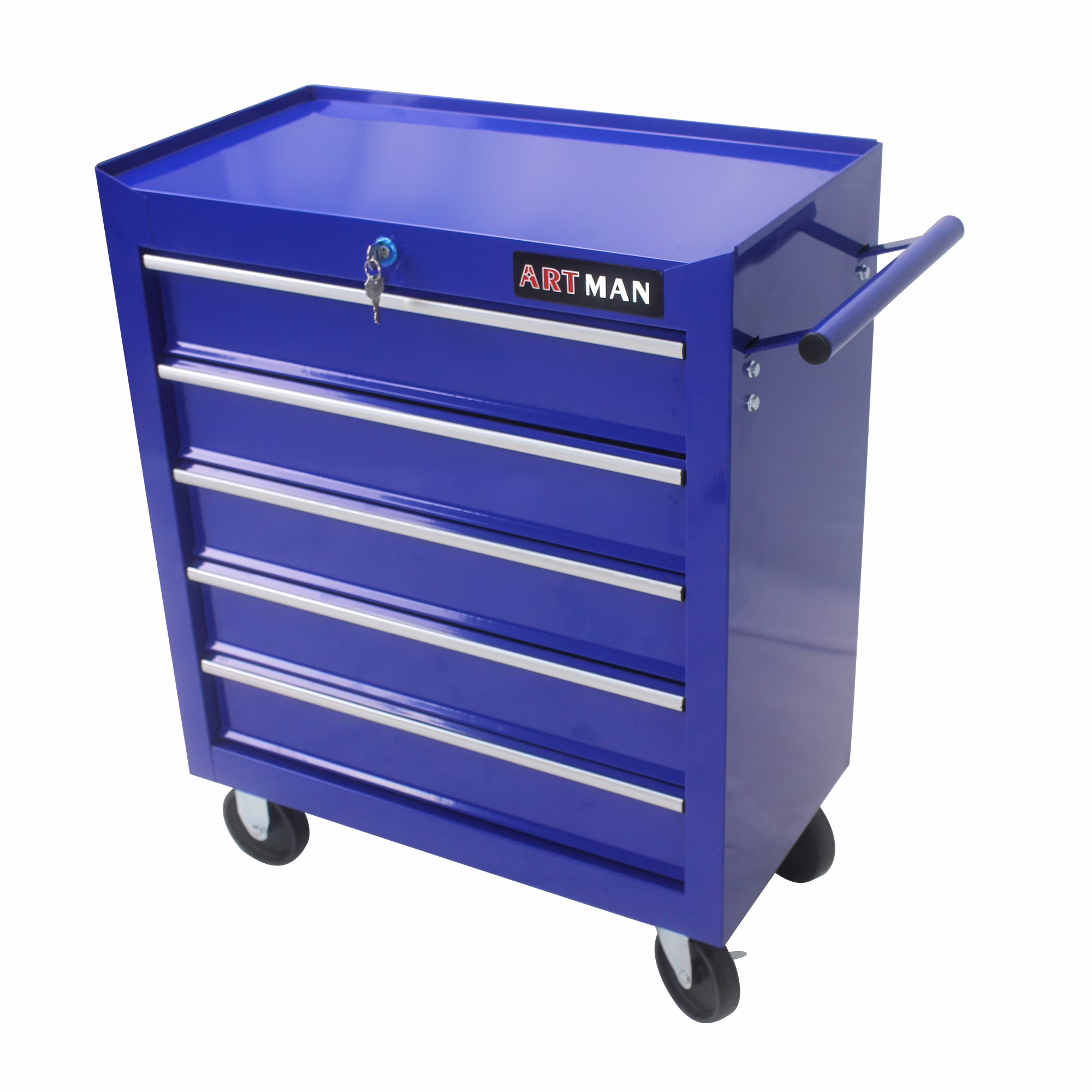 NIGSQJB 5 Large Drawers Tool Cart on Wheels, 29.9"H Rolling Tool Chest Tool Storage Box, Drawers Rolling Tool Trolley Organizer Tool Case for Garage, Warehouse, Workshop and Repair Shop, Blue