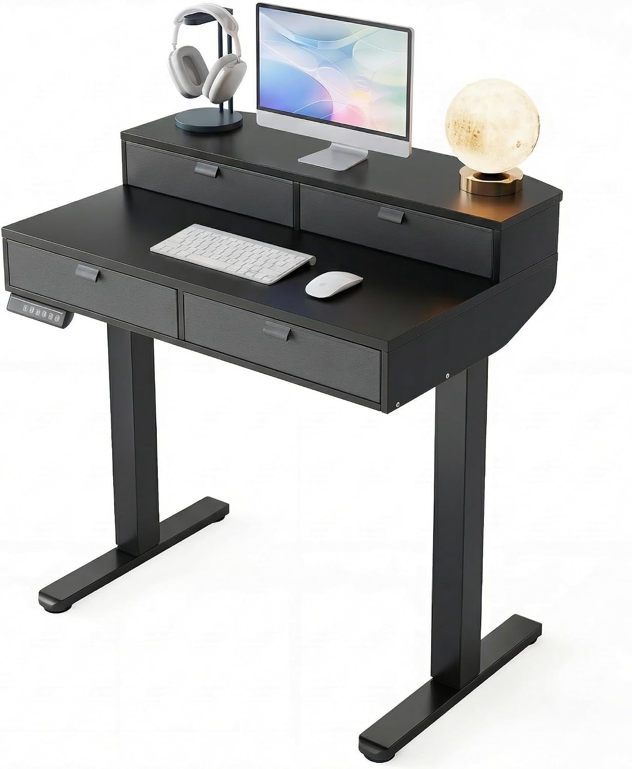32 x 20 Inch Electric Standing Desk with 4 Drawers, Height Adjustable Sit Stand Desk, Natural - Image 8