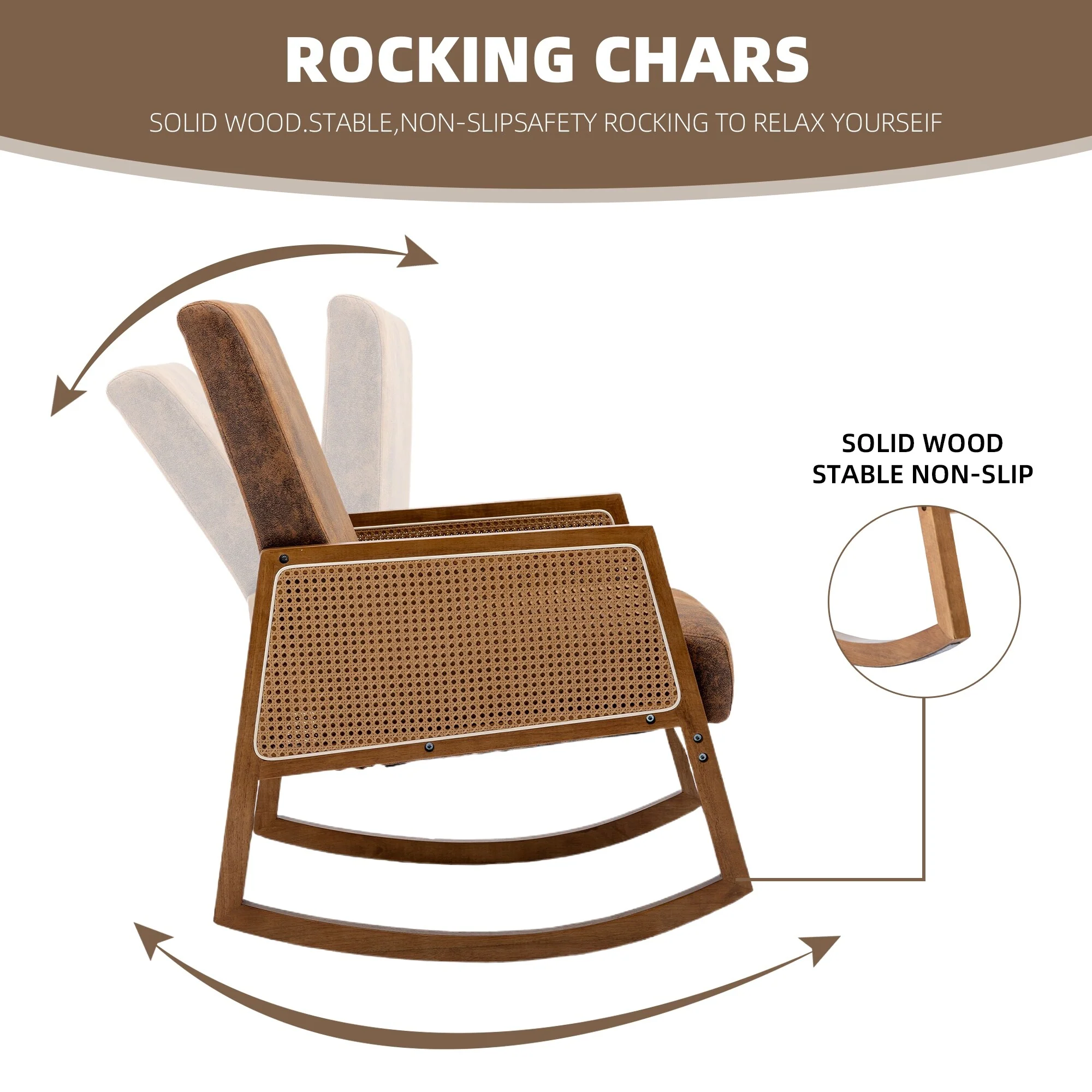 Upholstered Tall Back Rocking Chair, Smooth Gliding Accent Armchair for Comfortable Living Room Seating - Image 41
