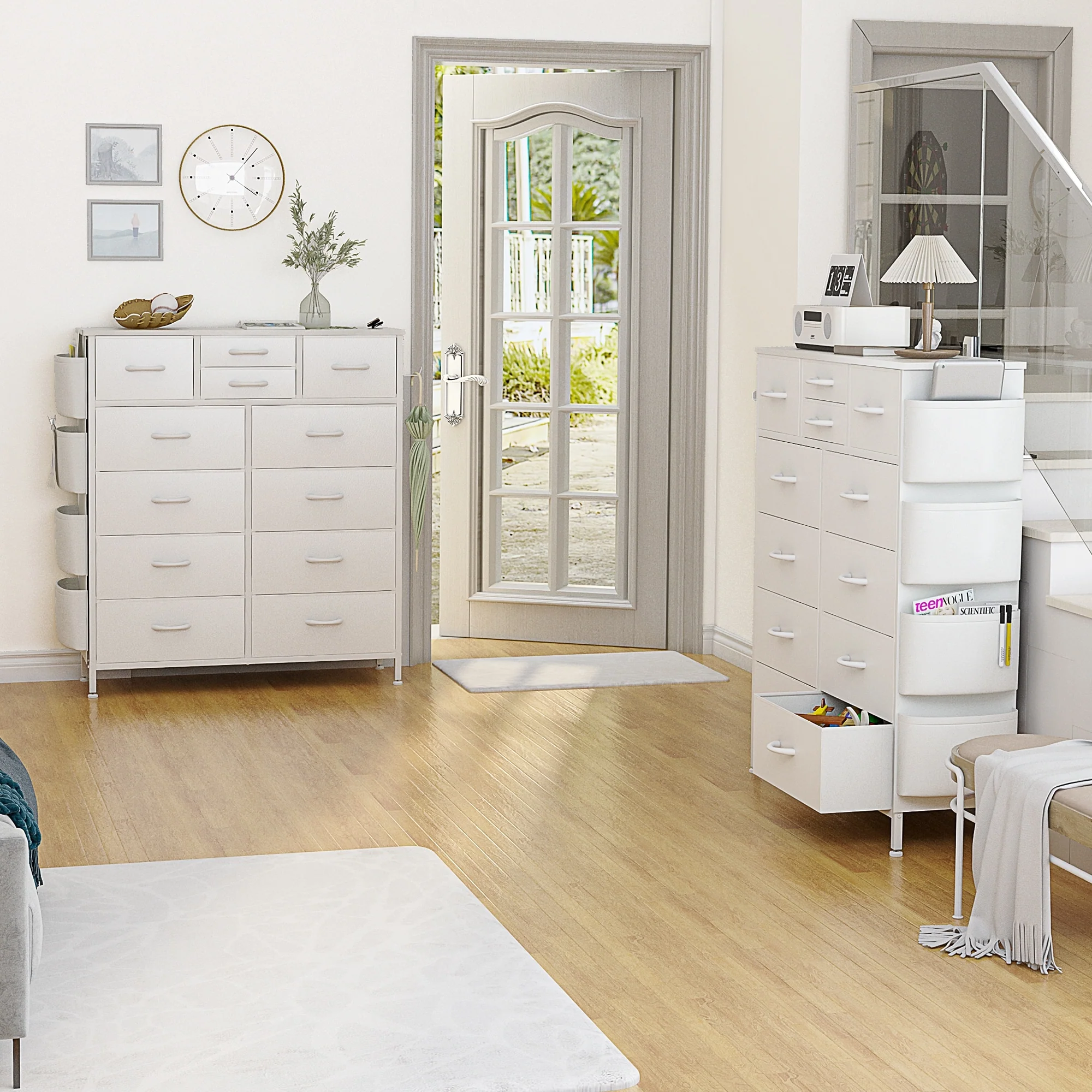 12 Drawer Fabric Dresser, Tall Bedroom Chest of Drawers with Storage - Image 43