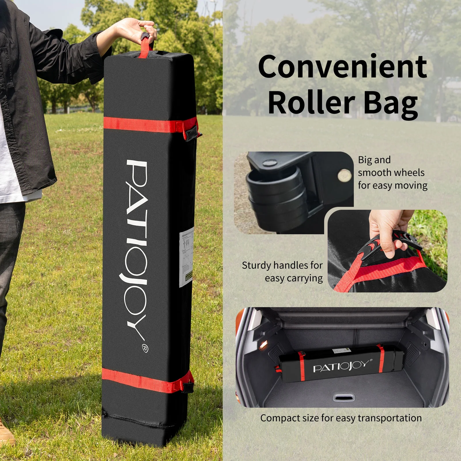 Patiojoy Pop-up Canopy Tent 6.6' x 6.6' Height Adjustable Commercial Instant Canopy w/ Portable Roller Bag White - Image 27