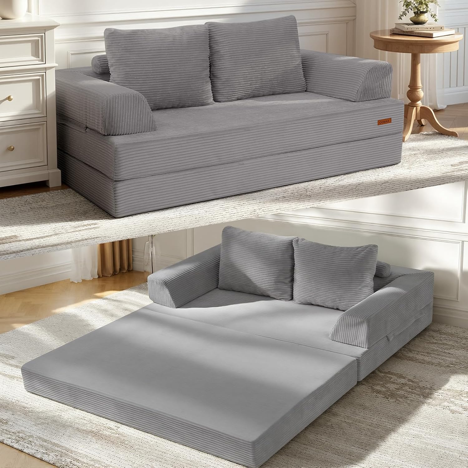 Convertible Futon Sofa Bed, 59" Folding Boneless Loveseat Small Couch - Image 17