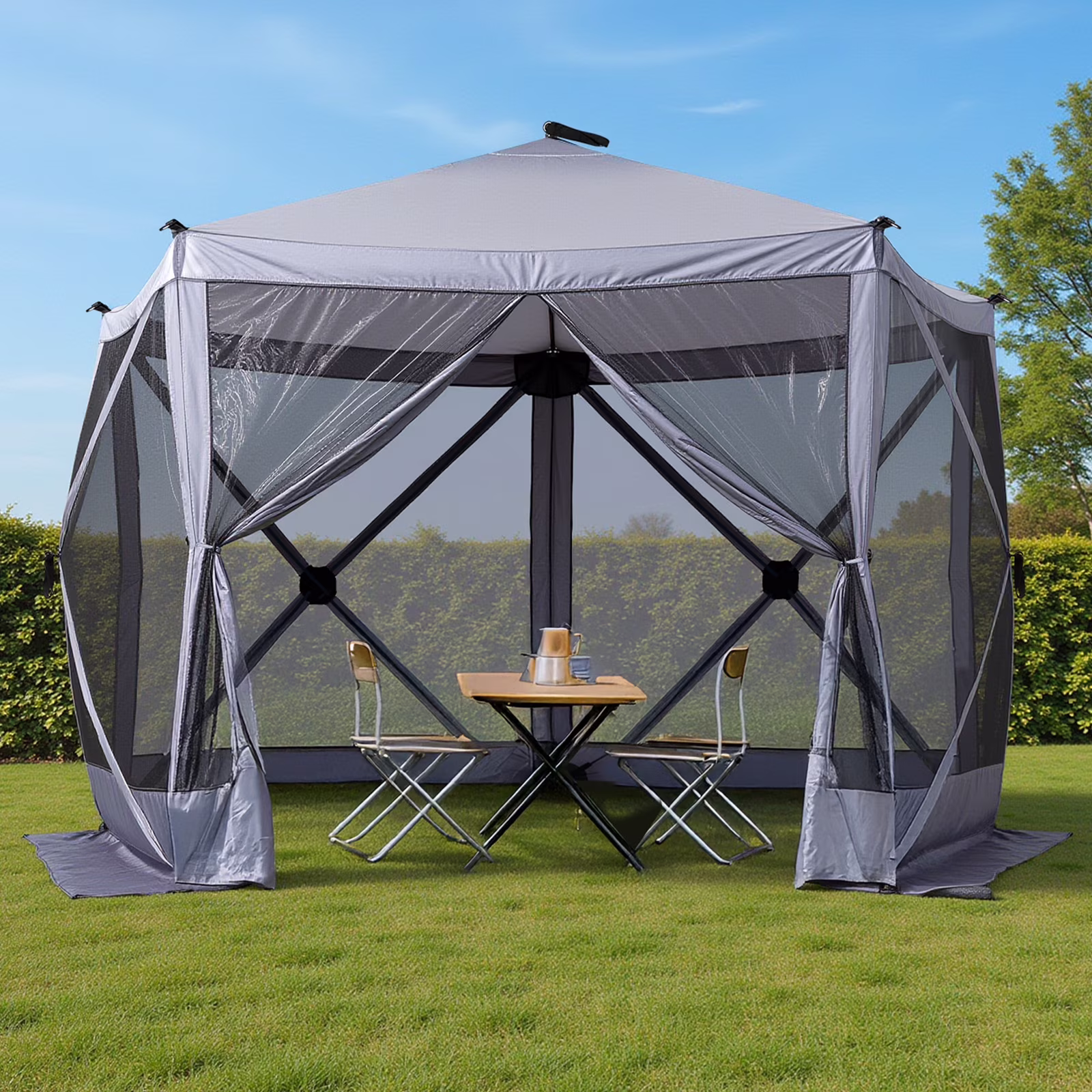 UBesGoo 10 x 10 Ez Pop Up Gazebo Canopy Tent with Mosquito Netting for Patio, Camping and Picnic Includes Carry Bag