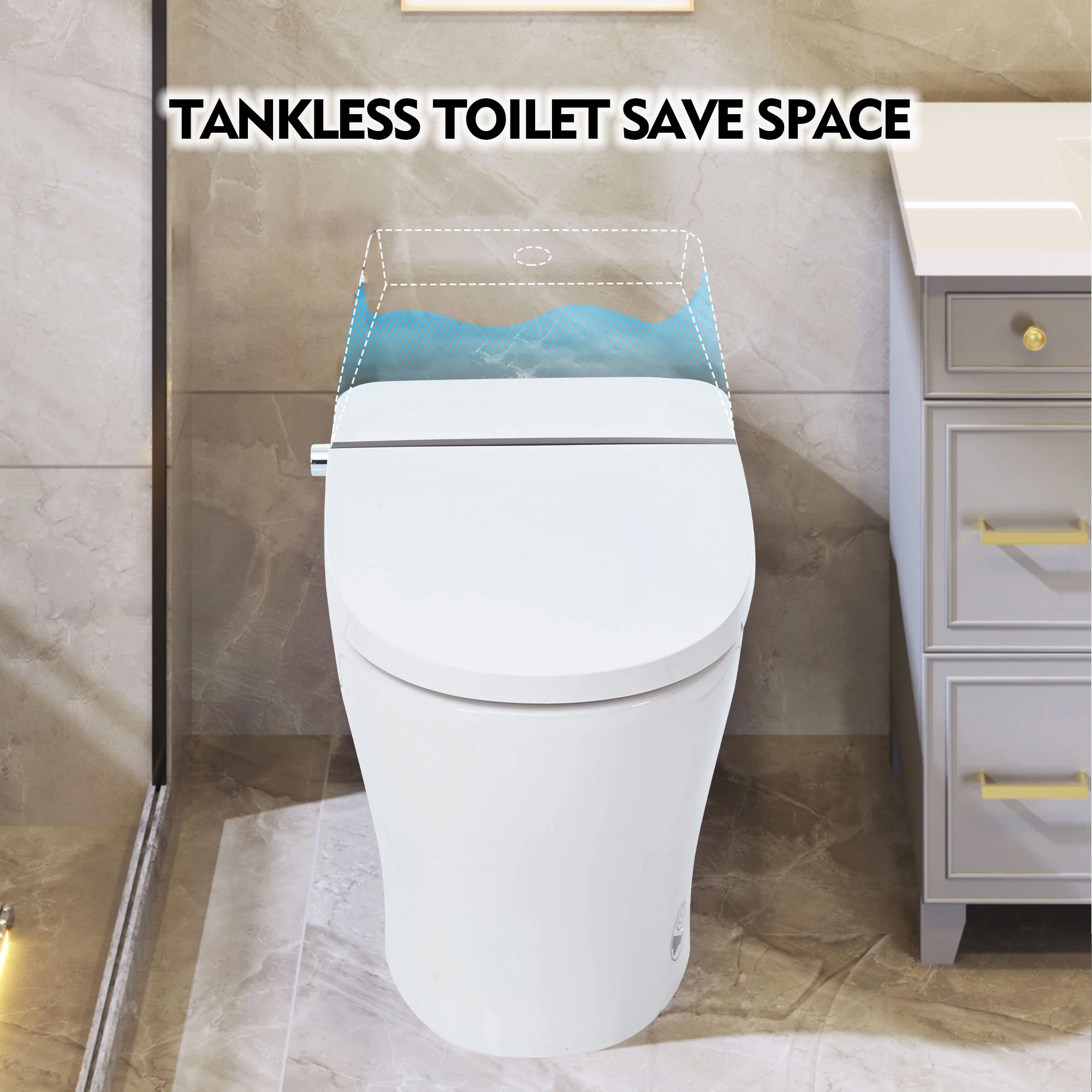 M optimized Smart Toilet With Self-Cleaning Nozzle, Soft Close Dual Flush Toilet 1/1.28 GPF White - Image 5