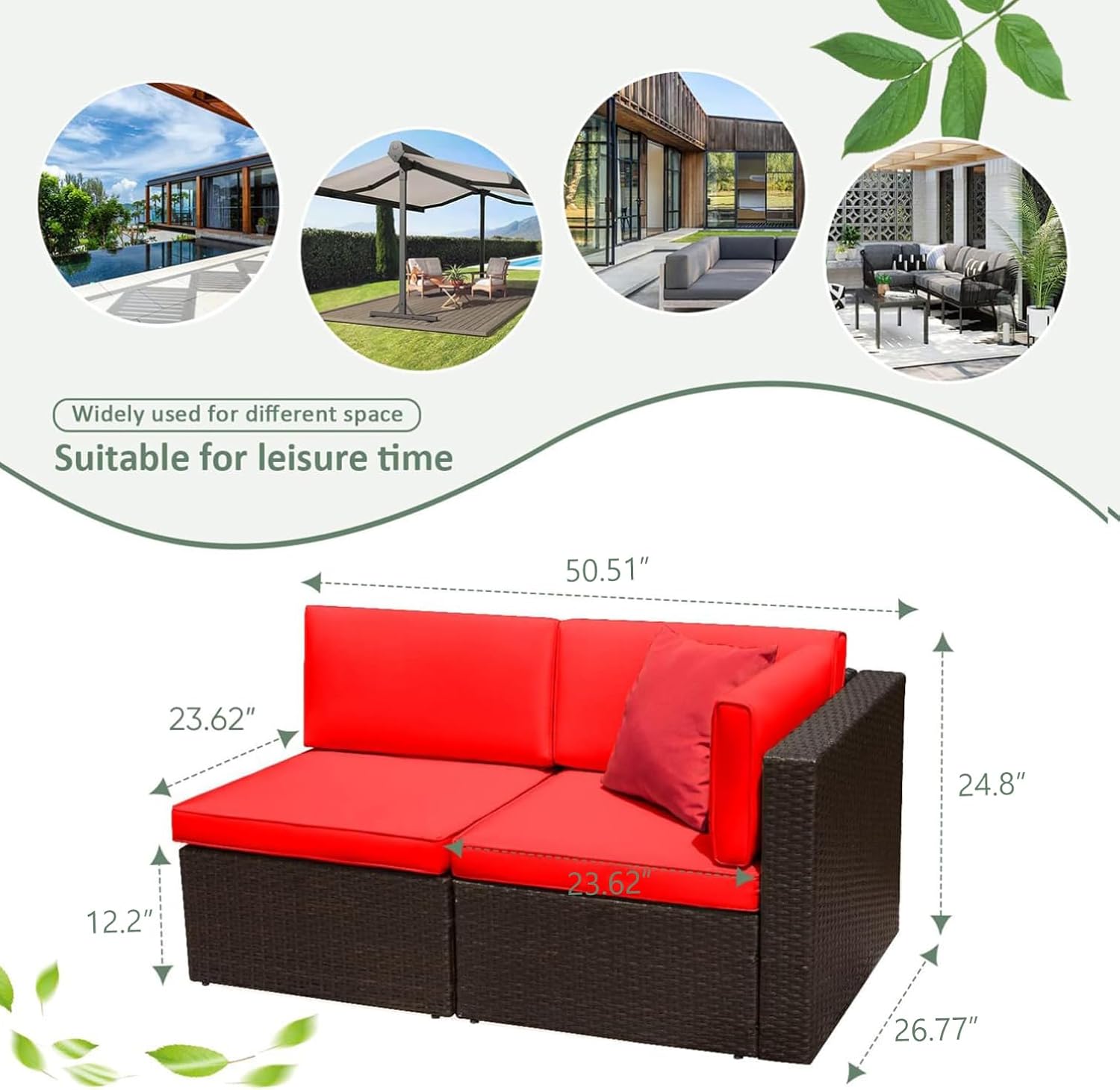 5-Piece All-Weather Patio Furniture Set with Cushions, Outdoor Wicker Conversation Sofa Set for Garden, Deck & Backyard - Image 44