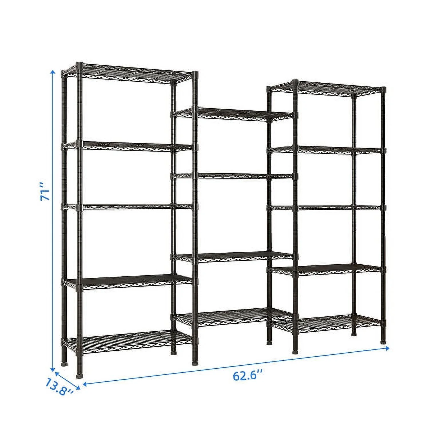 Zimtown Heavy Duty Storage Shelves, 63"W Wire Shelving Unit, Adjustable 4 Tier Metal Shelves Organizer Silver for Pantry Kitchen Basement, 1500 lbs Capacity - Image 28