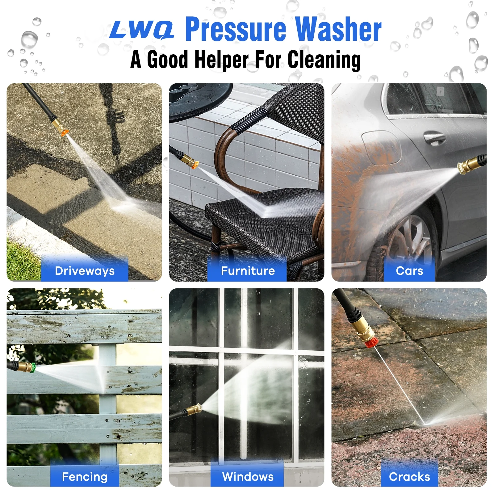 Electric Pressure Washer, 4200 PSI 2.5 GPM Power Washer with 2 Quick Connect Nozzles, High Pressure Cleaning Machine with Foam Cannon for Cars/Fences/Driveways/Patios/Home Cleaning - Image 9