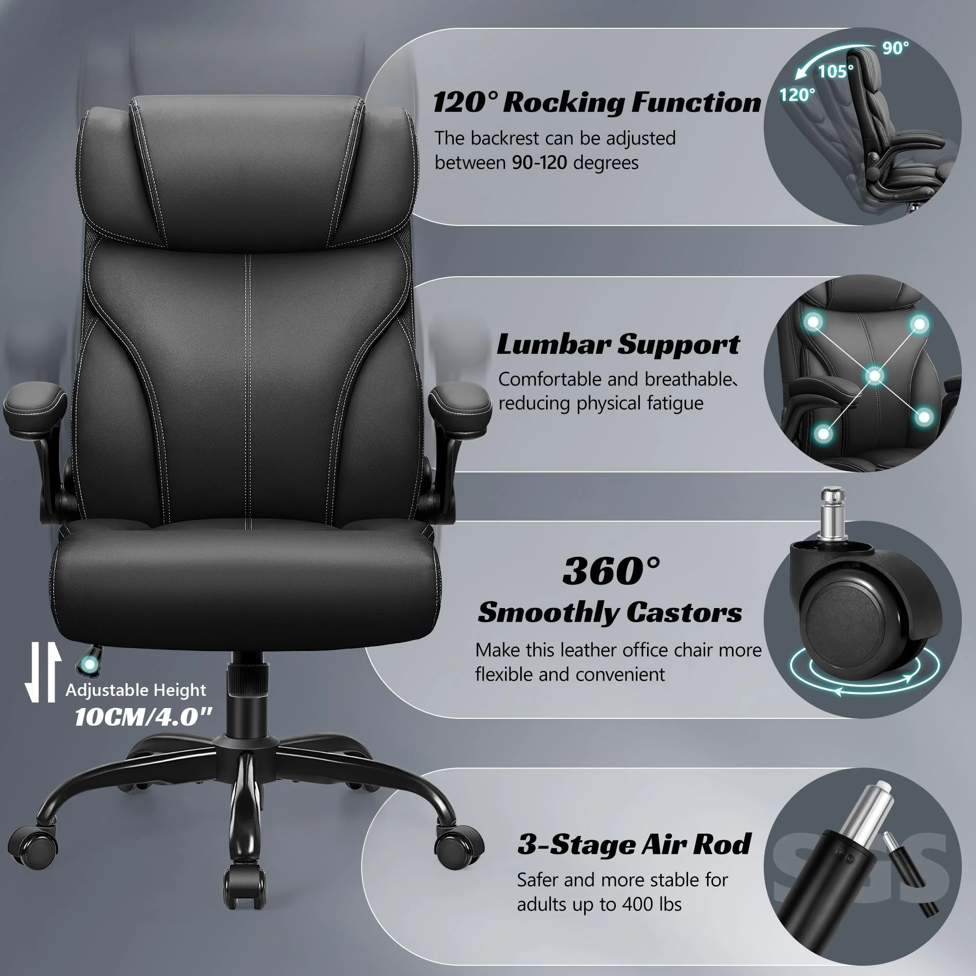 Ergonomic Big and Tall Executive Office Chair, High Back Computer Desk Chair for Home Office and Workspace - Image 4