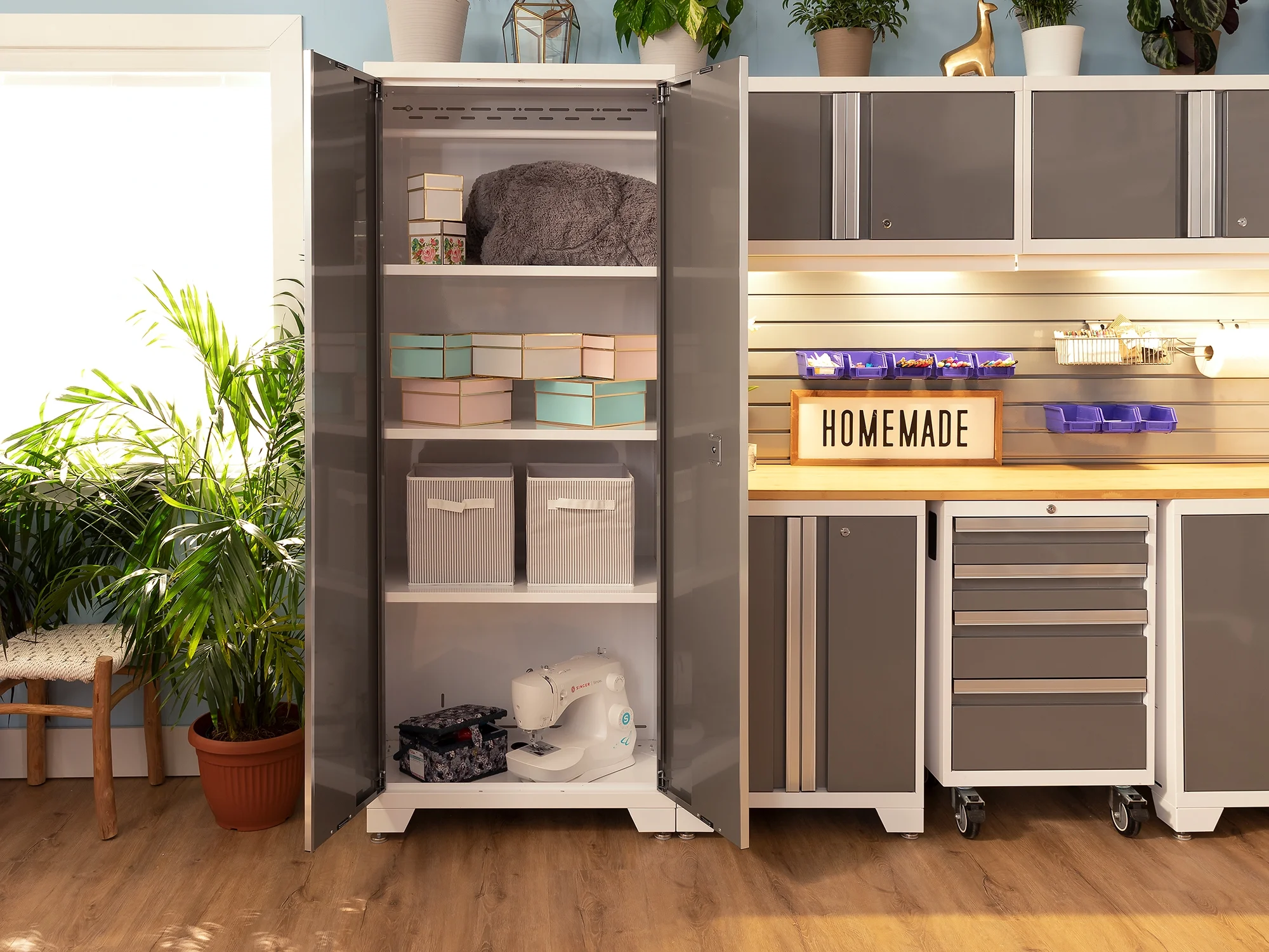 NewAge Products Bold Series Gray 10 Piece Cabinet Set, Heavy Duty 24-Gauge Steel Garage Storage System, Slatwall Included - Image 36