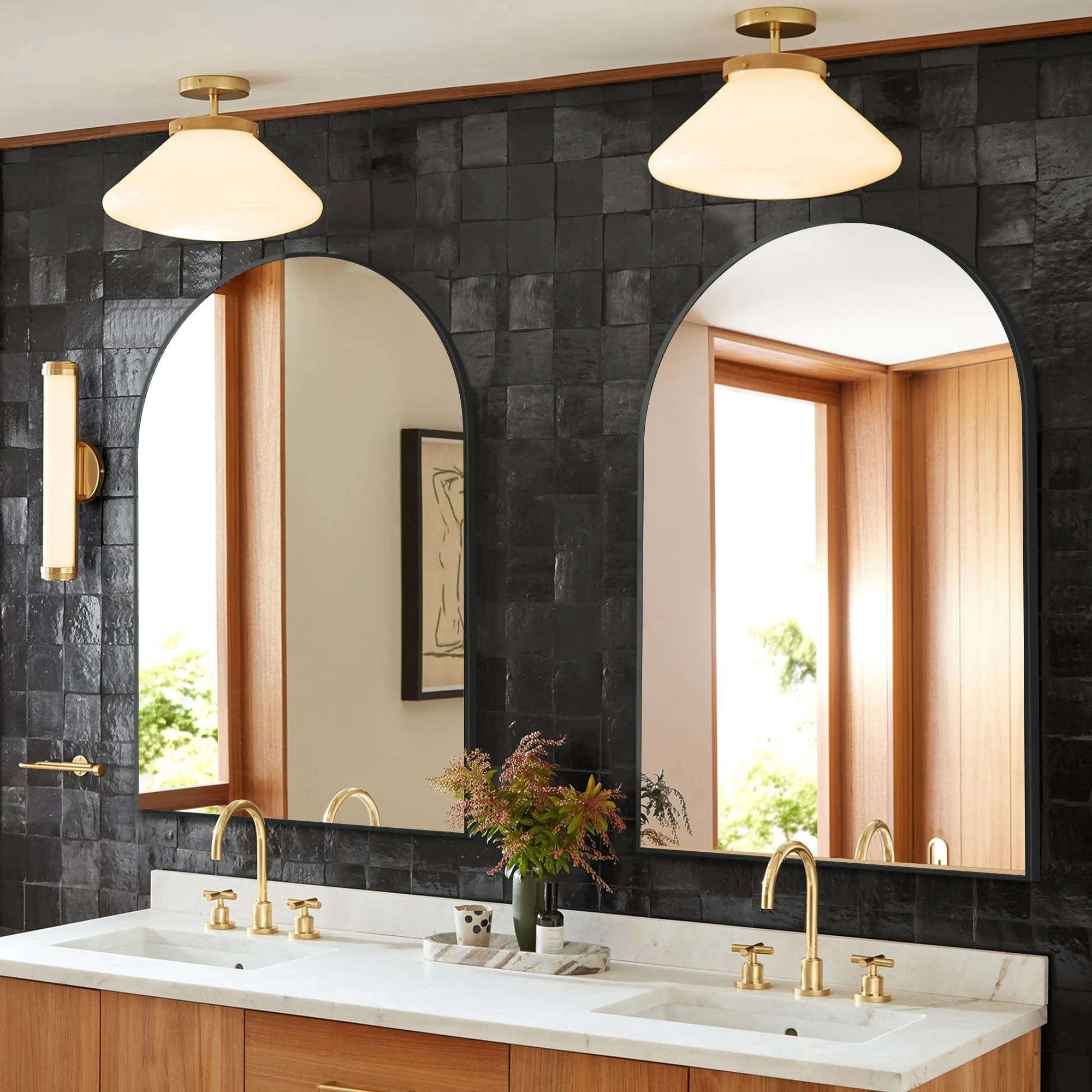 2 Pack 36x24 Inch Arched Bathroom Vanity Mirrors, Wall Mounted Decorative Mirrors for Bathroom and Bedroom - Image 3