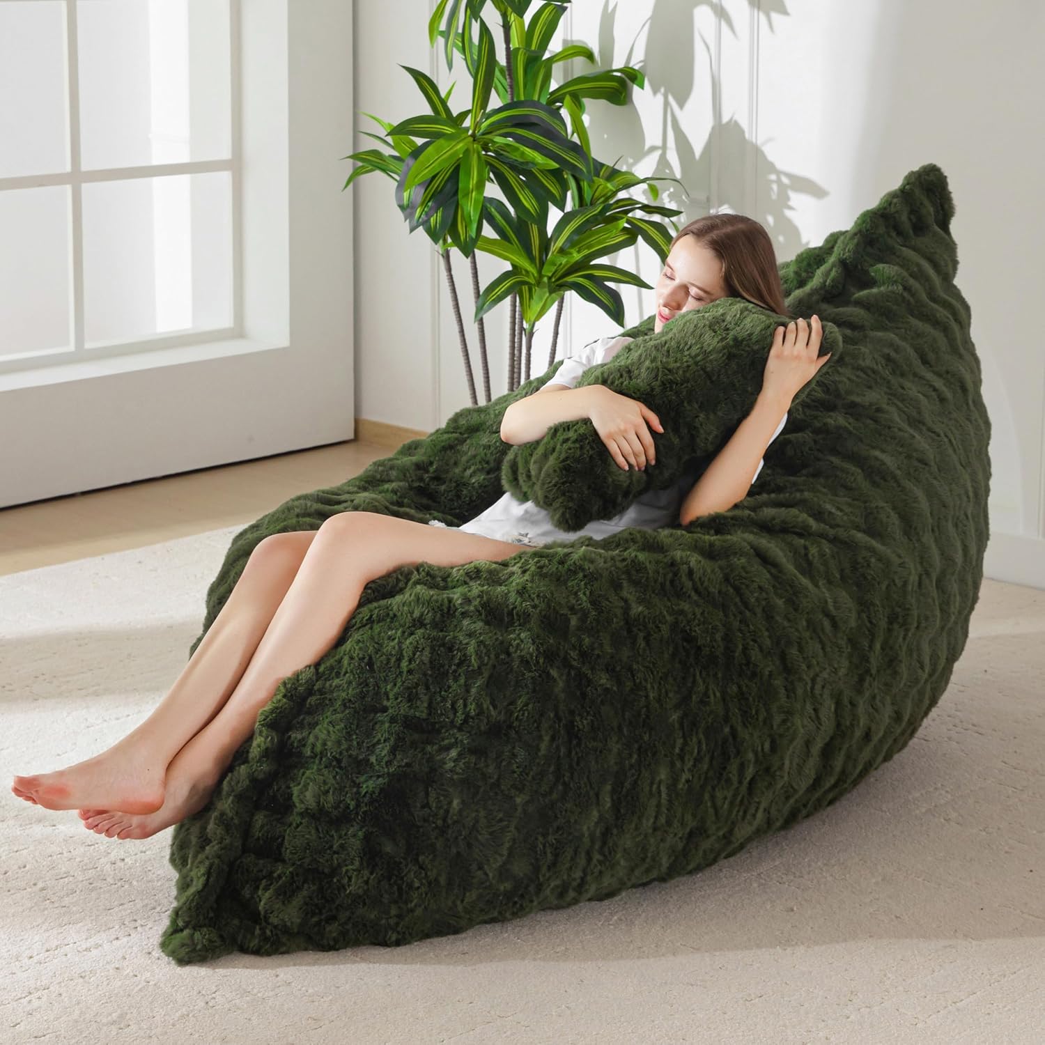 Giant Bean Bag Chair with Pillow, 3 in 1 Convertible Bean Bag Chair - Image 8