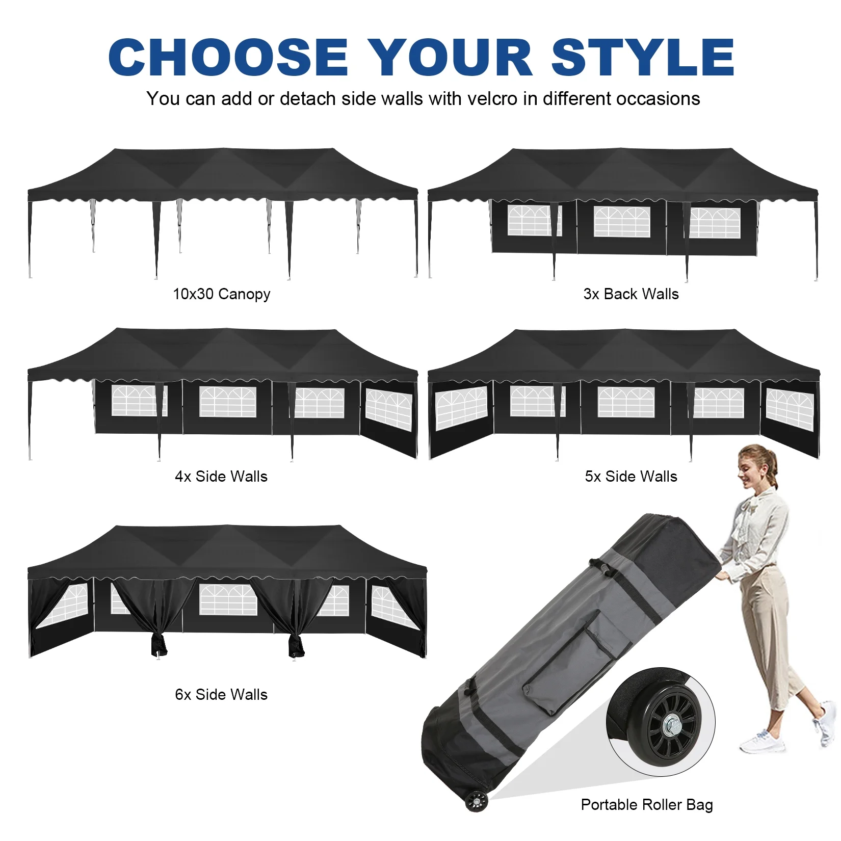 HOTEEL Canopy 10'x20' Pop Up Canopy Tent Heavy Duty Waterproof Adjustable Commercial Instant Canopy Outdoor Party Canopy Parties,Wedding,Outside Patio,Event,Backyard,White - Image 40