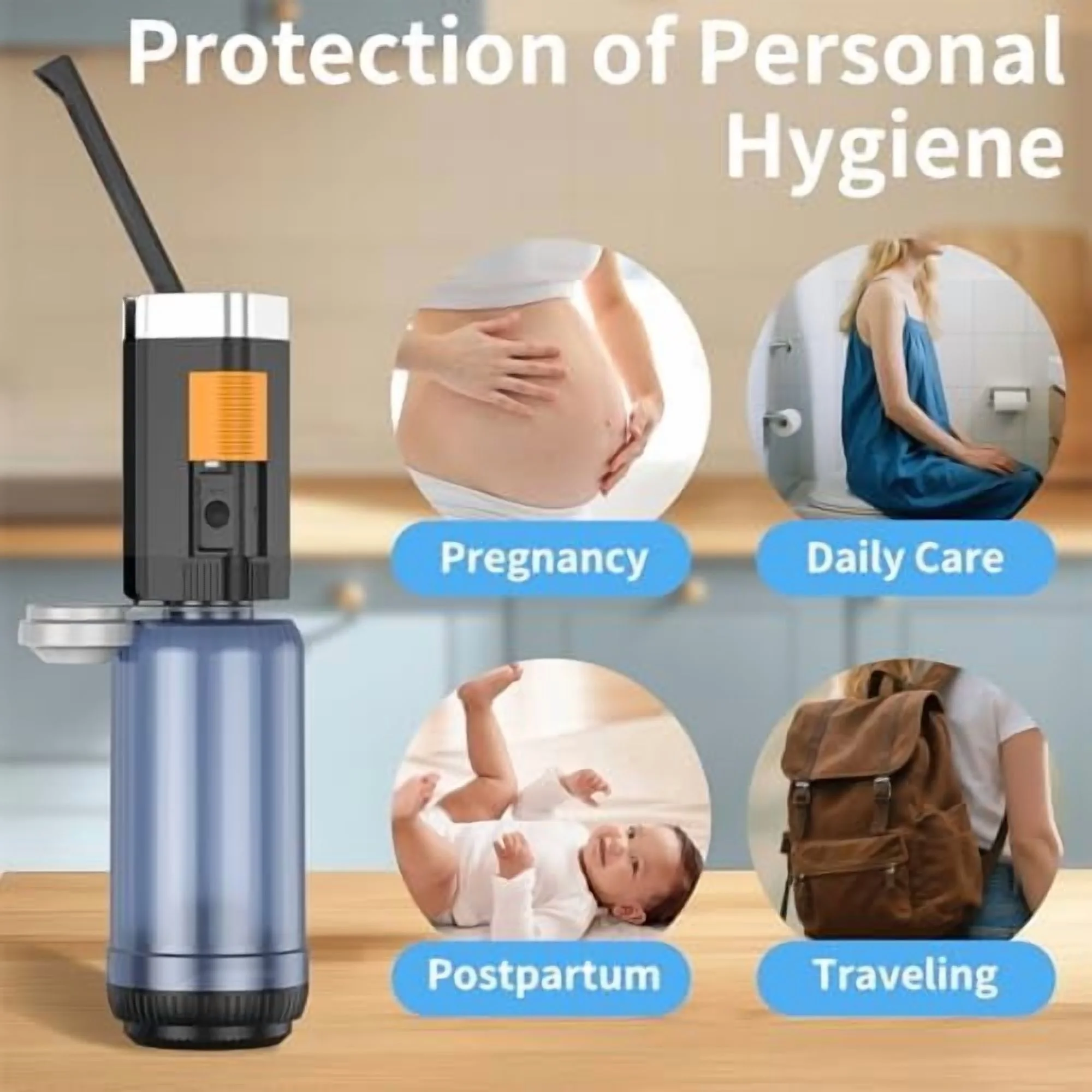Portable Bidet for Travel, Rechargeable Bidet Sprayer with 400ml Bottle Capacity, Waterproof High Pressure Handheld Bidets for Women/Men, Postpartum Care, Hygiene Cleaning - Image 8