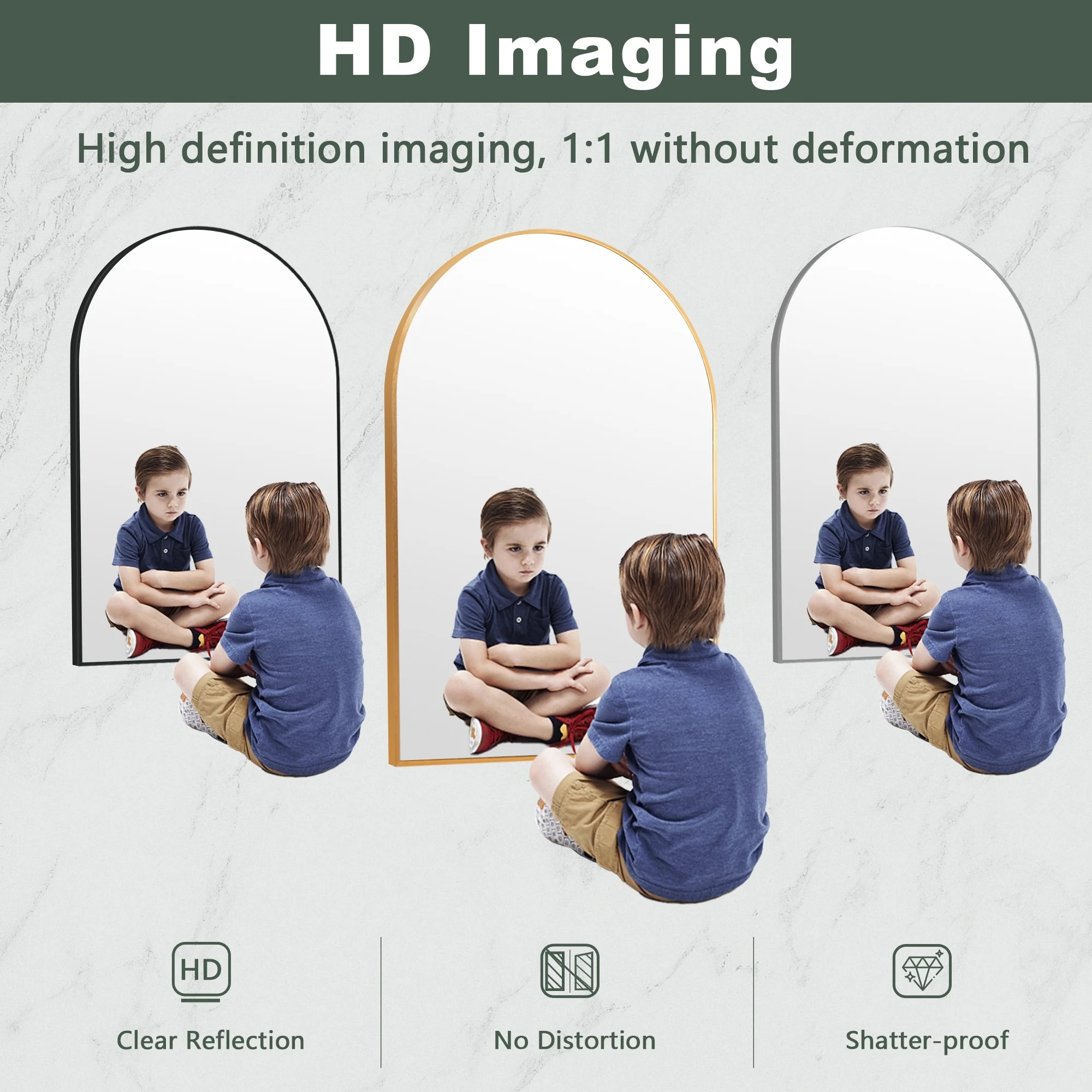 2 Pack 36x24 Inch Arched Bathroom Vanity Mirrors, Wall Mounted Decorative Mirrors for Bathroom and Bedroom - Image 17