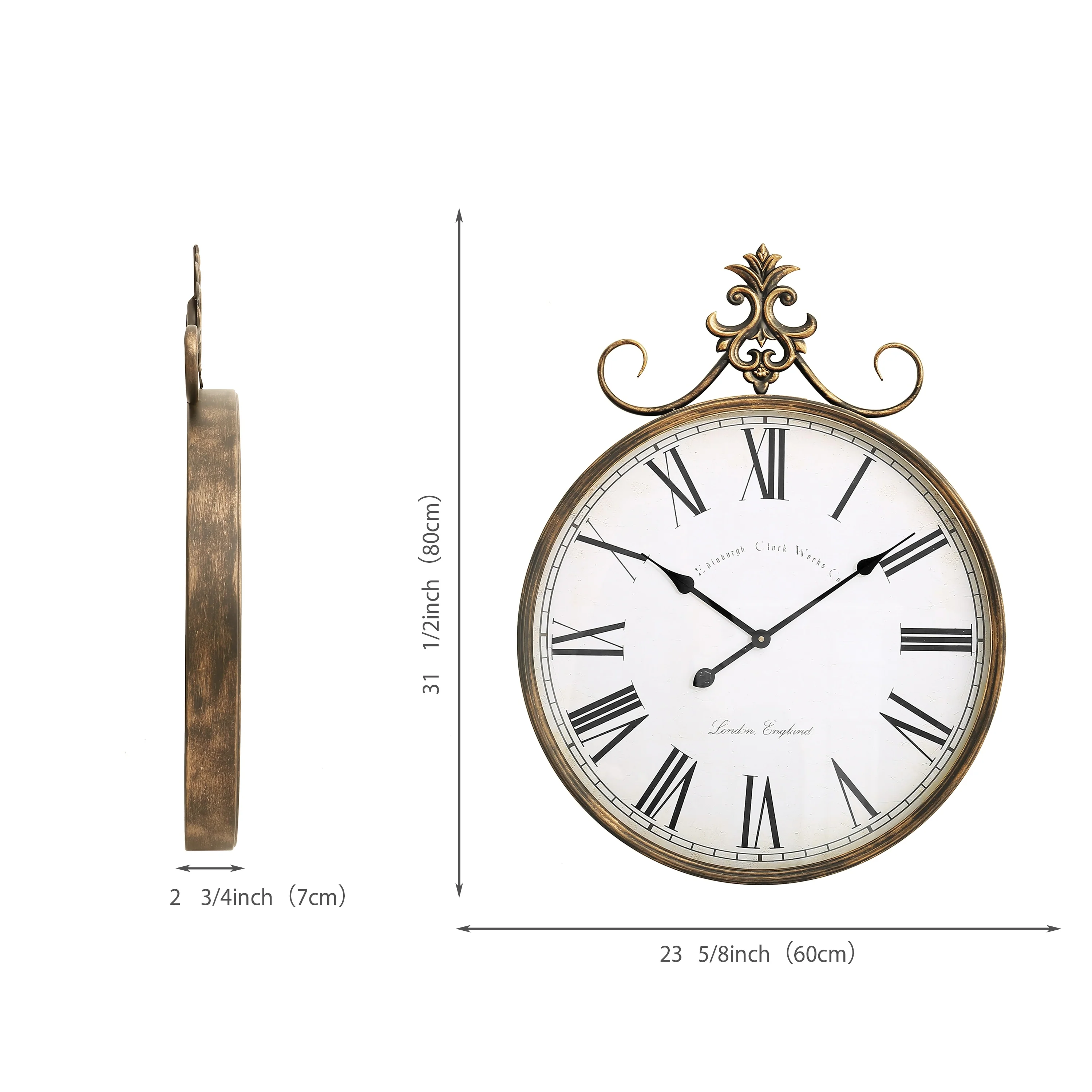 Large Antique Wall Clock, Vintage Decorative Hanging Clock for Living Room, Bedroom and Office - Image 6