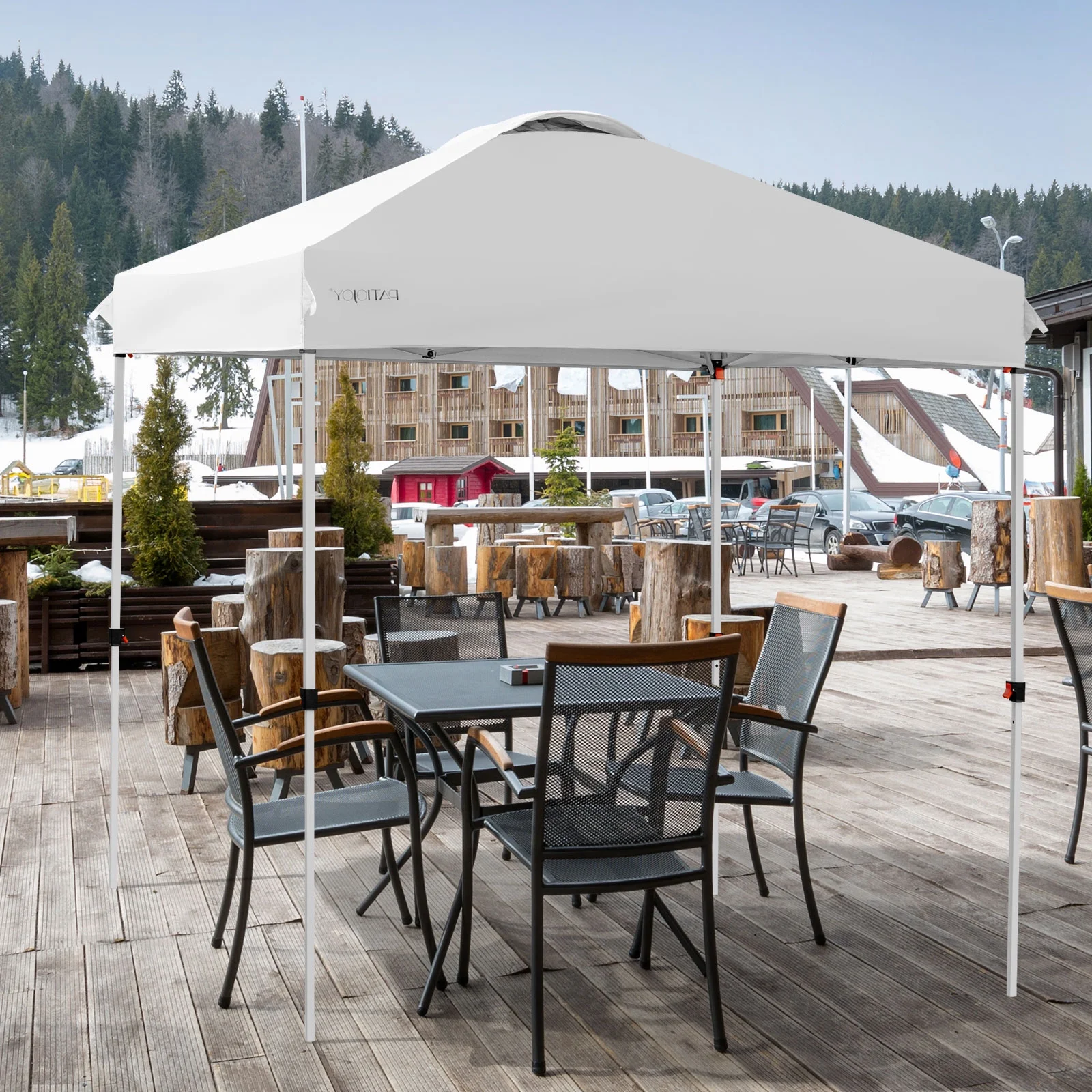 Patiojoy 6.6-?x 6.6-?Pop-up Canopy Tent Outdoor Camping Sun Shelter w/ Portable Roller Bag & 4 Weight Bags Blue - Image 24