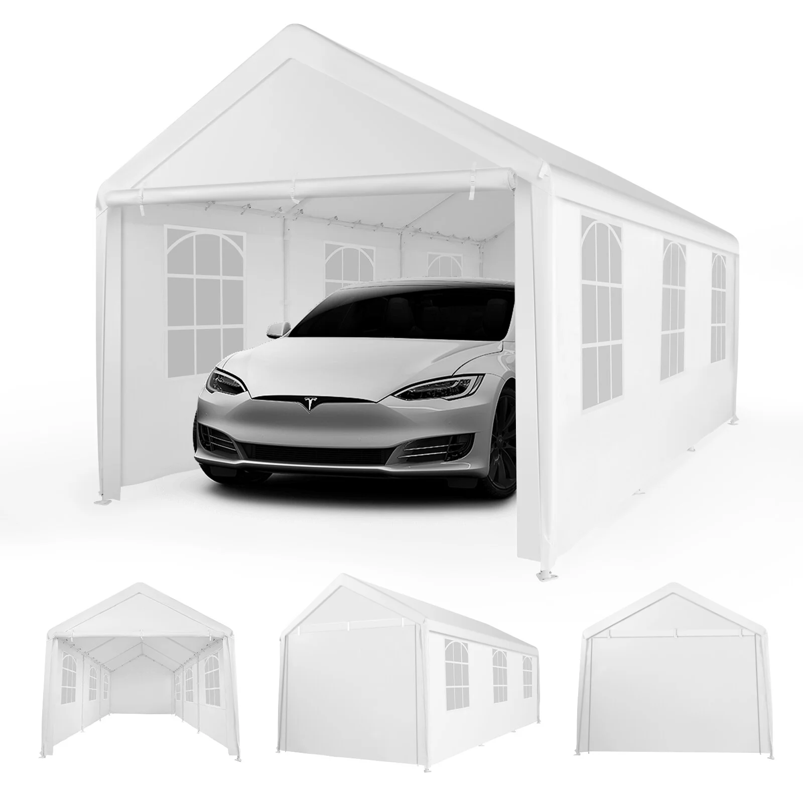 Abba Patio 10X20 ft Outdoor Canopy Carport Portable Car Tent Garage Shelter, White - Image 7