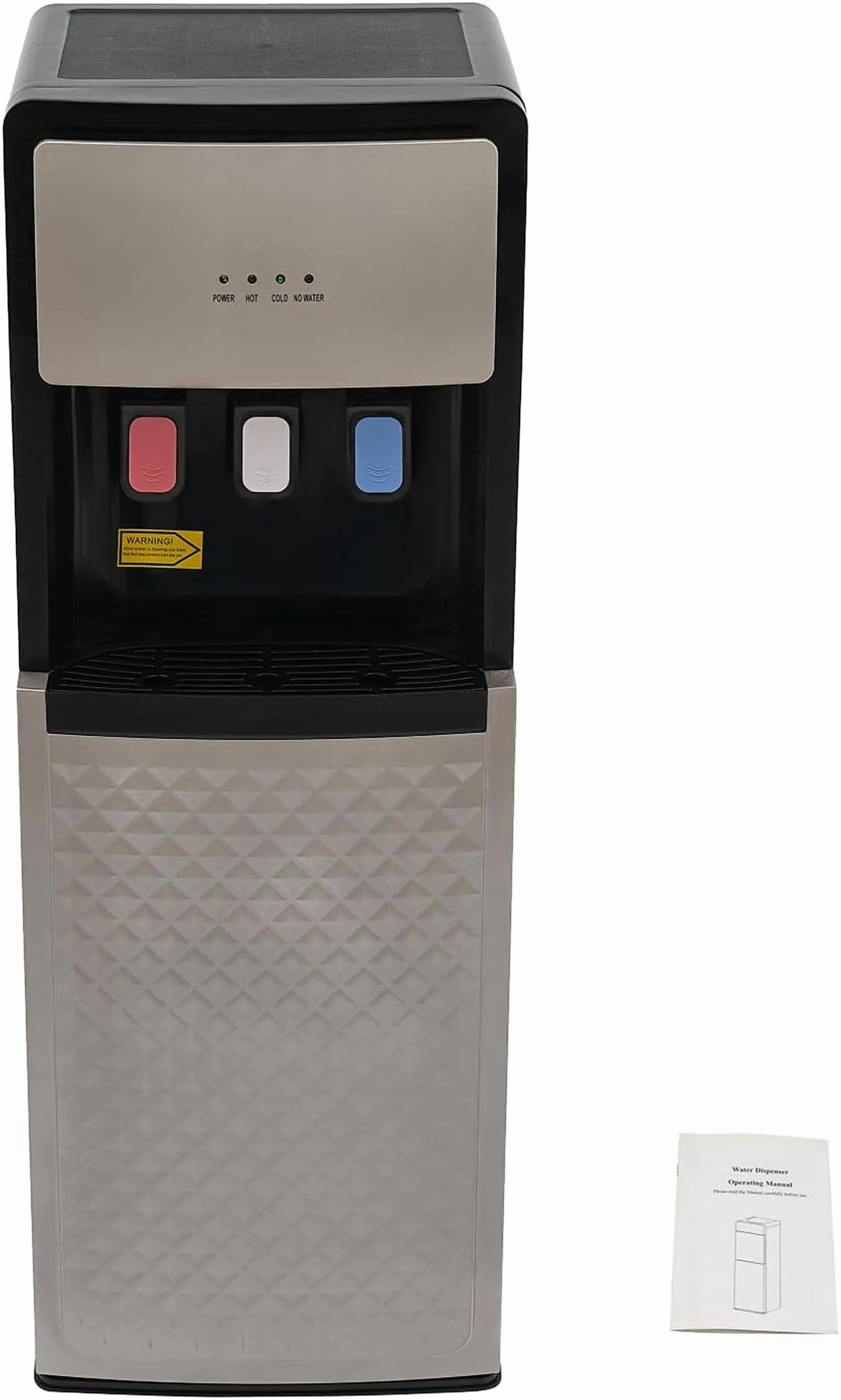 Bottom Loading Water Cooler Dispenser, Storage Cabinet Drinking Fountain Hot & Cold Standing Water Dispenser with Anti-Scalding Design Safety Lock for Home Office (Silver Grey) - Image 9