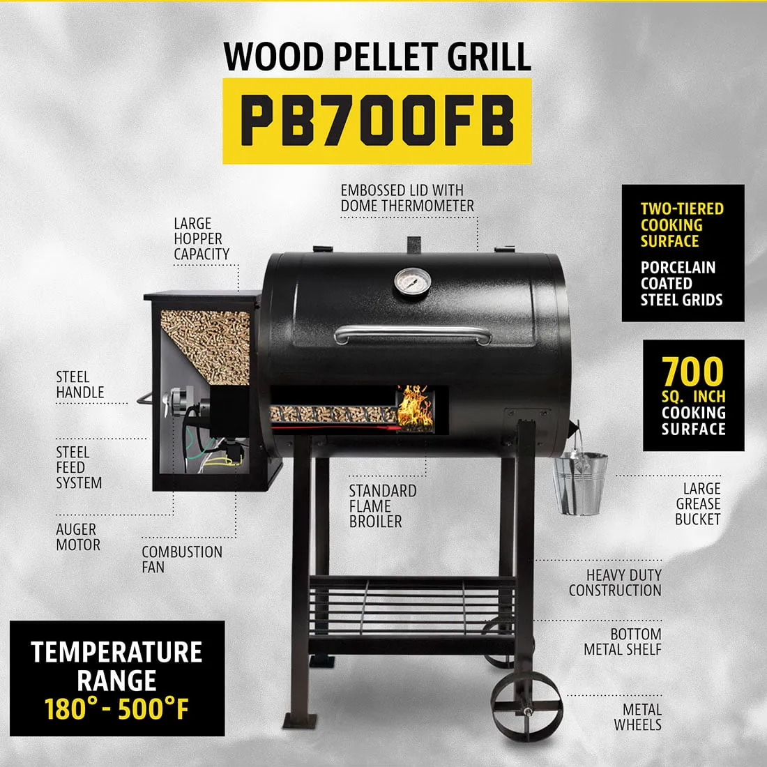 Wood Fired Pellet Grill with Flame Broiler, 700 Sq. In. Cooking Space - Image 10