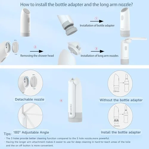 Portable Bidet|High Pressure Travel Bidets Electric Portable Bidet for Women Men Hygiene Cleaning | Soothing Postpartum Care | Hemorrhoid Perineal Care| Travel Bidets Portable - Image 5
