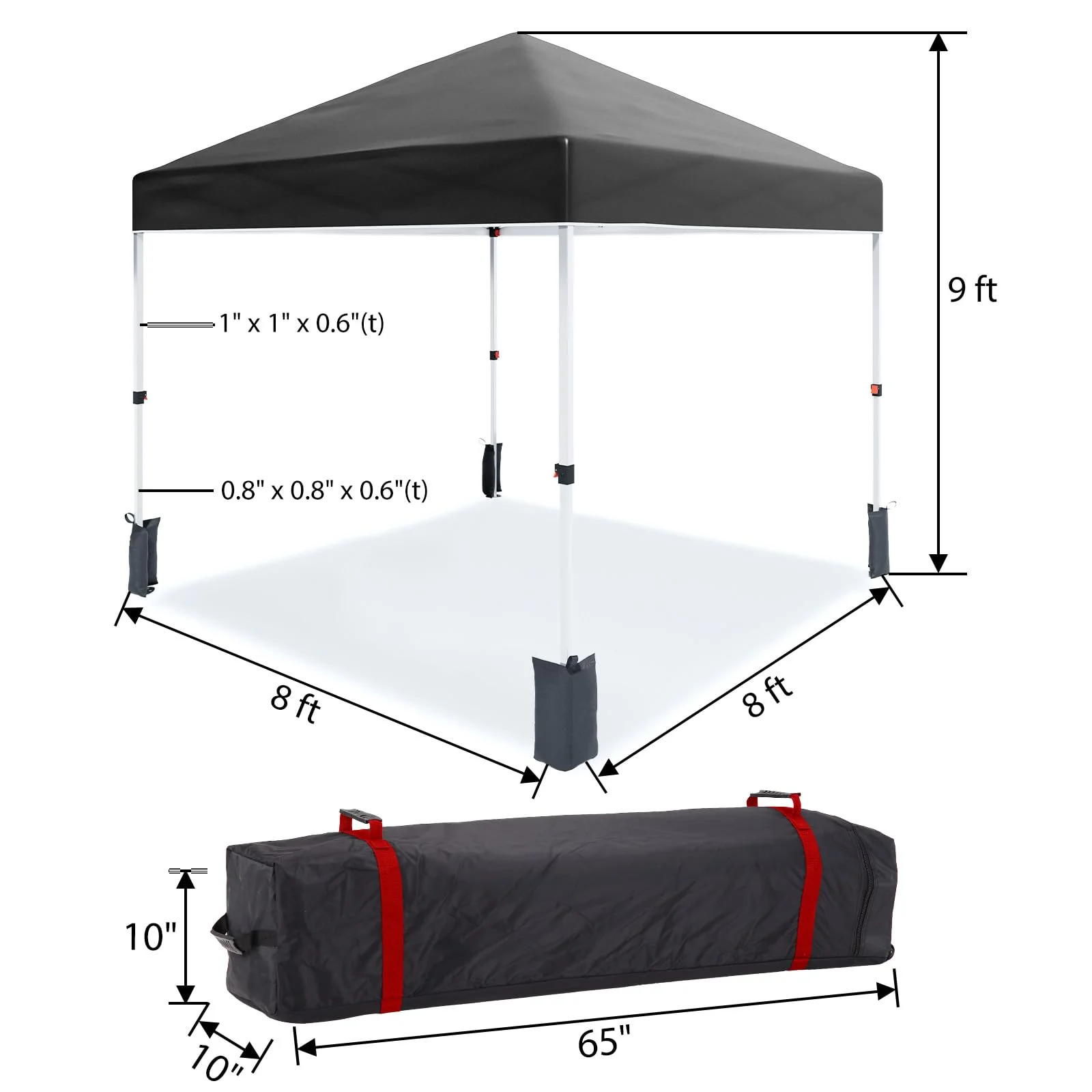 Luku 10x10ft Instant Pop-Up Canopy Tent with Patented Center Lock System, Portable Wheeled Carry Bag, Adjustable Height Straight Legs for Outdoor, Garden, Market, Patio, Yard - Image 16