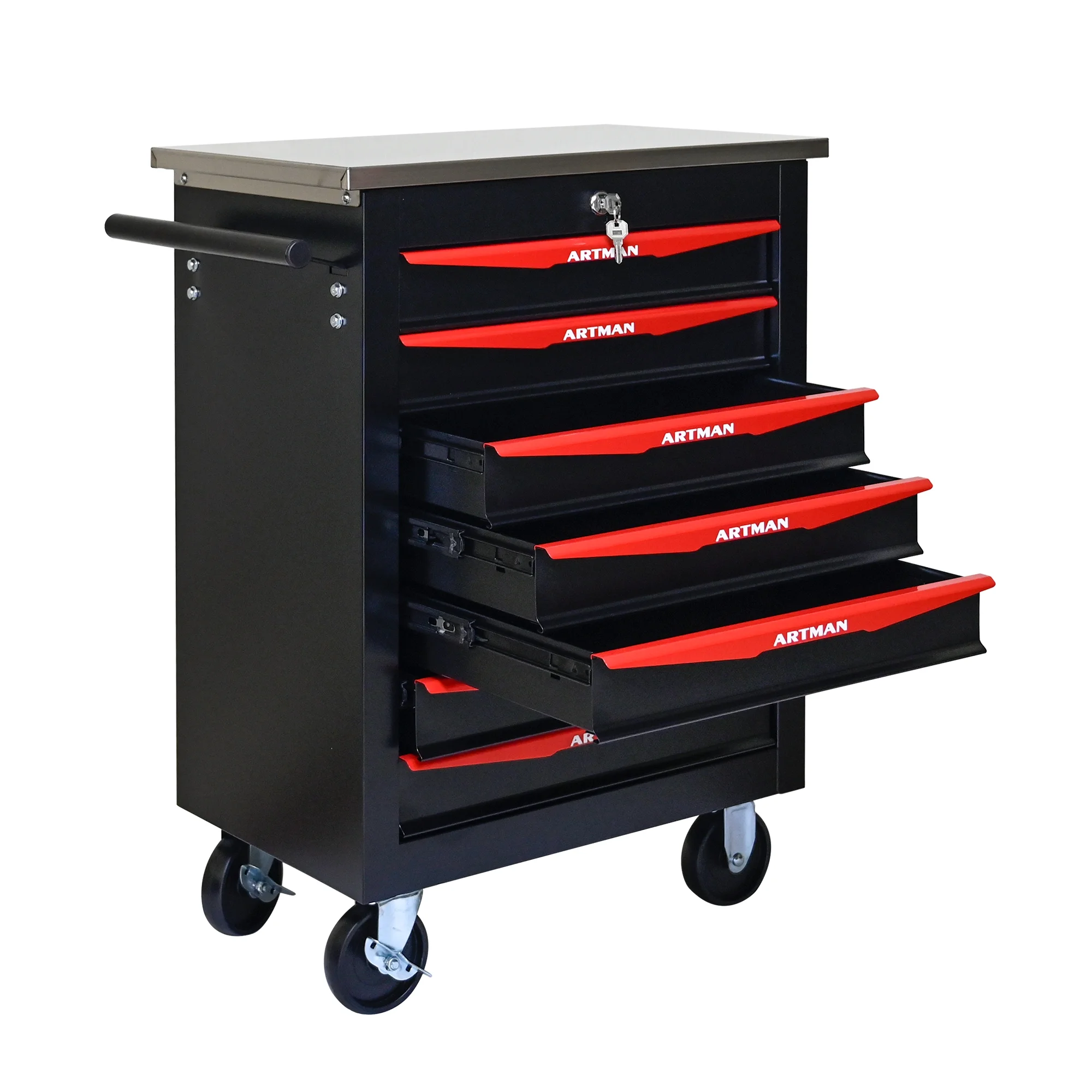 ARTMAN 6 Drawers Metal Rolling Storage Tool Chest Cabinet Cart with Wheels,with Key Locking and Parking Brake, Tool Box for Garage Workshop Warehouse - Image 55