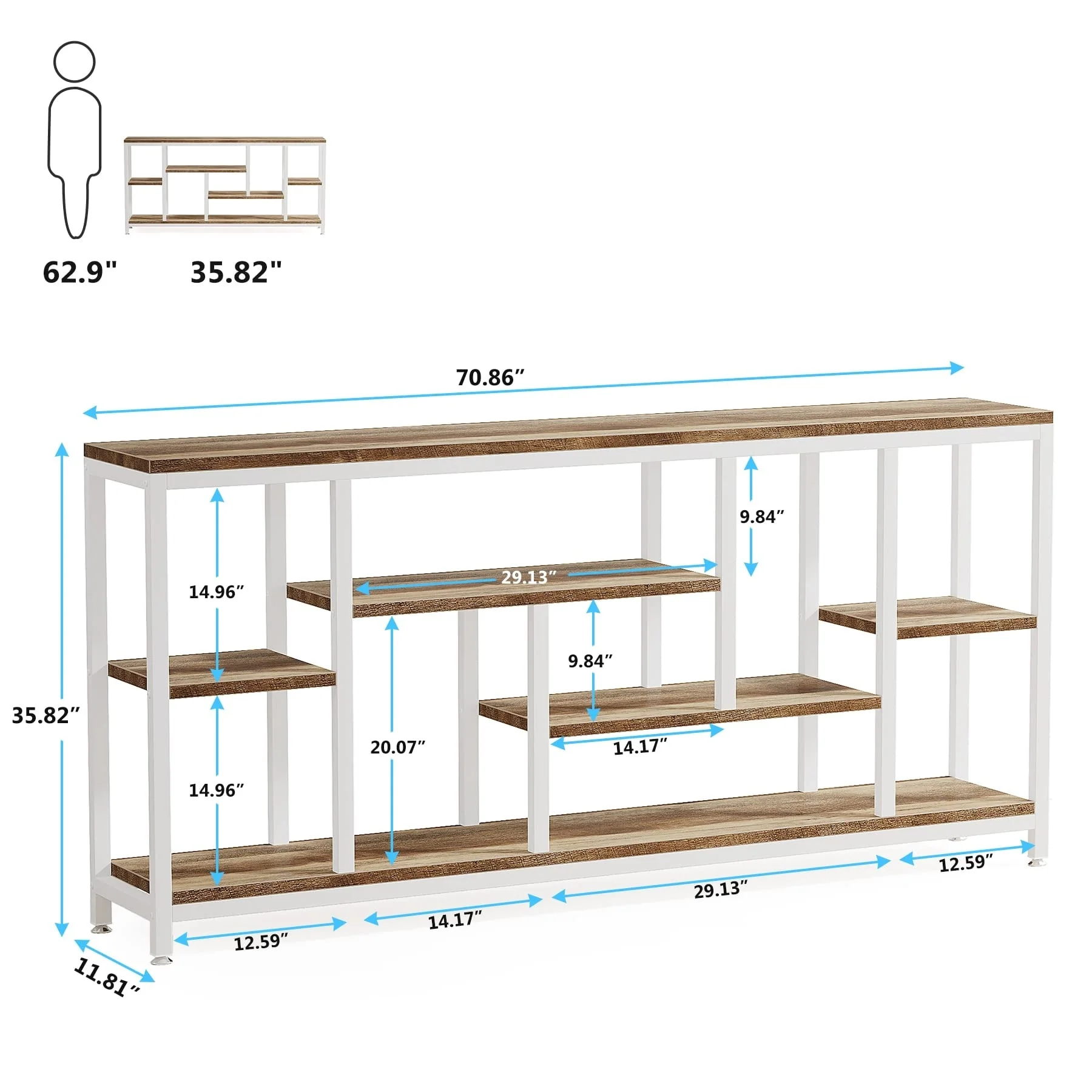70.9 Inch Console Sofa Table with Storage, 3-Tier Entryway Table for Hallway - Image 22