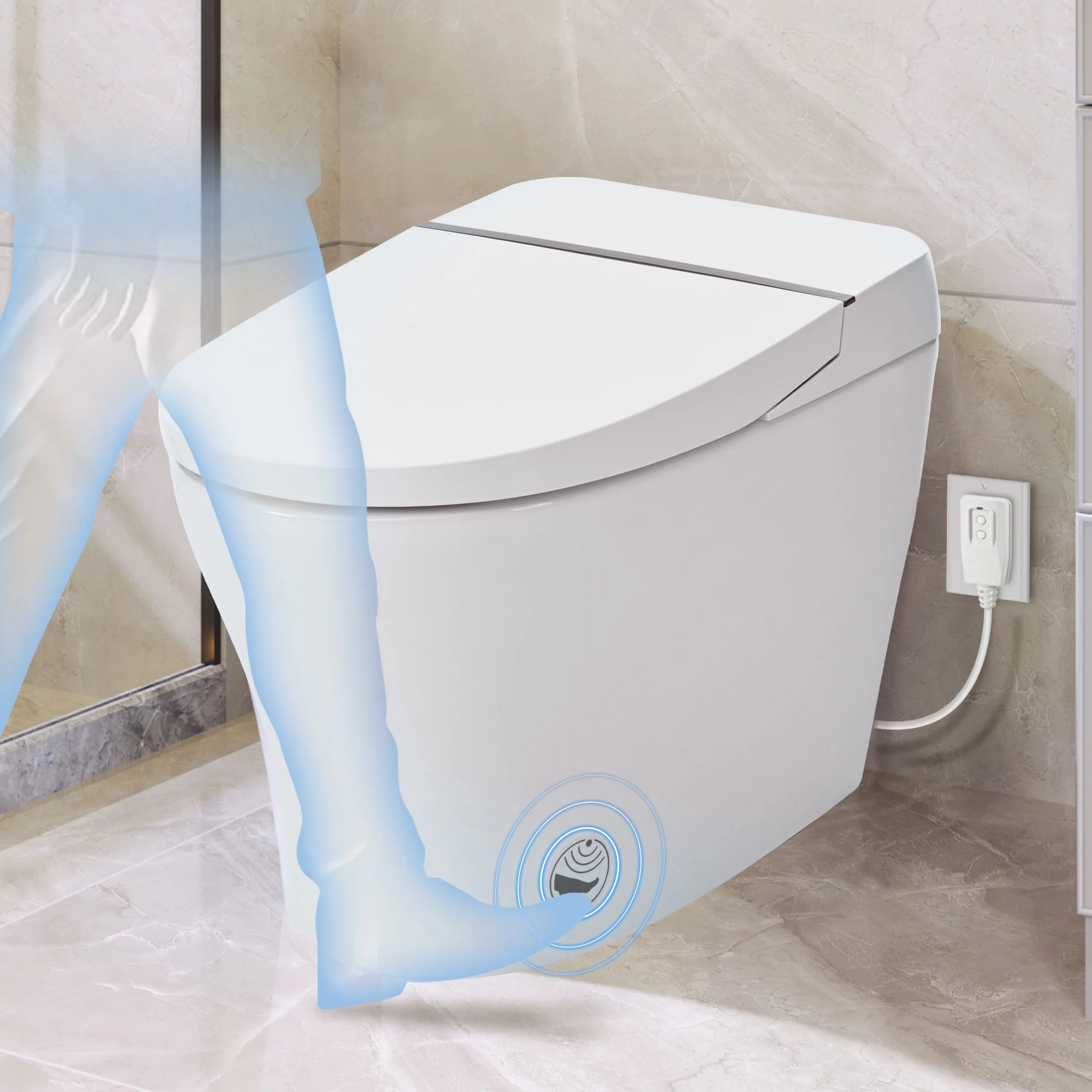 M optimized Smart Toilet With Self-Cleaning Nozzle, Soft Close Dual Flush Toilet 1/1.28 GPF White - Image 2