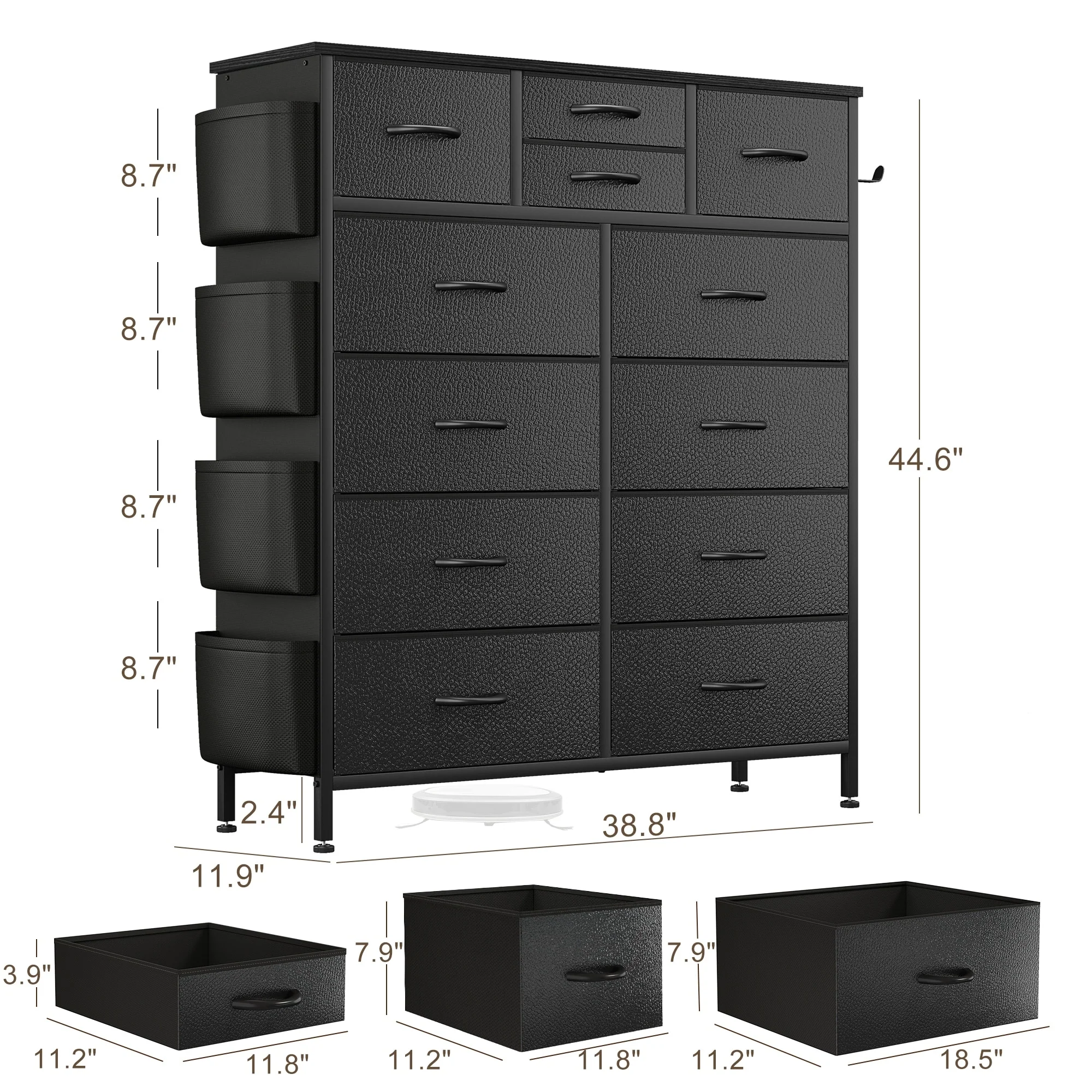 12 Drawer Fabric Dresser, Tall Bedroom Chest of Drawers with Storage - Image 7