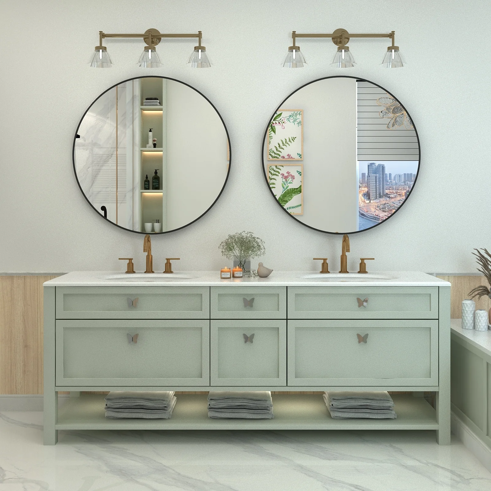 Round Metal Black Frame Bathroom Vanity Mirror, Wall Mounted Decorative Mirror - Image 5