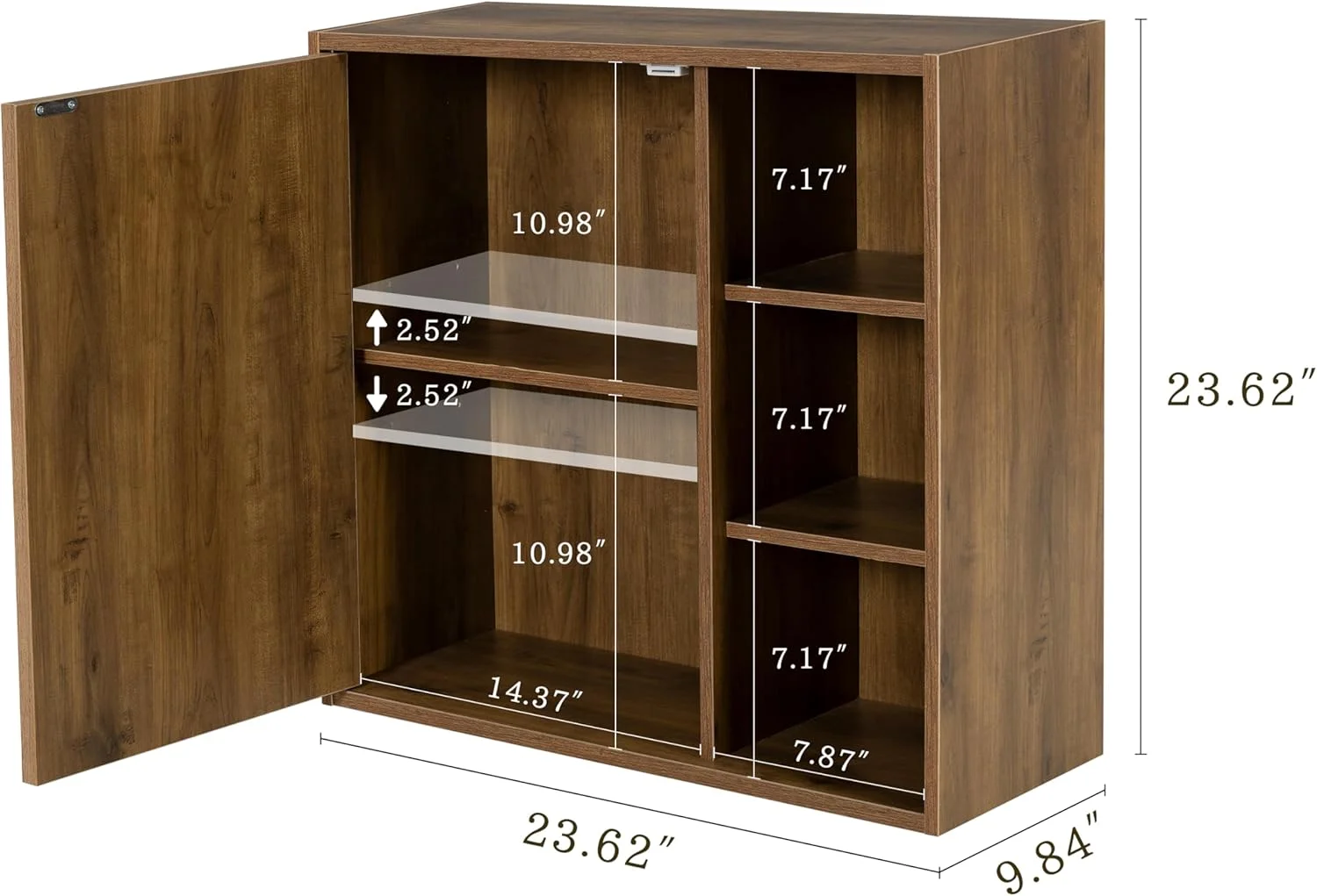 ANHDAH Rustic Wall Cabinet - Wooden Bathroom Storage with Shelf, Over-Toilet Mounted Cupboard for Kitchen, Laundry, Garage (Brown) - Image 6