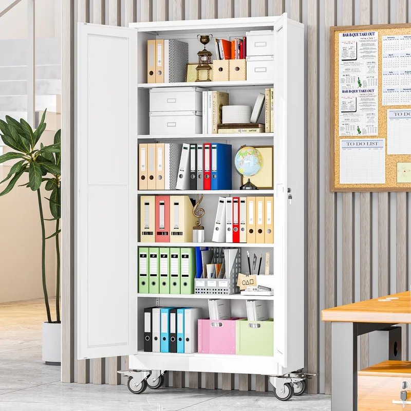 Erosoei 75"H Metal Garage Storage Cabinet with Wheels, Tool Storage Cabinet with 5 Adjustable Shelves - Image 24