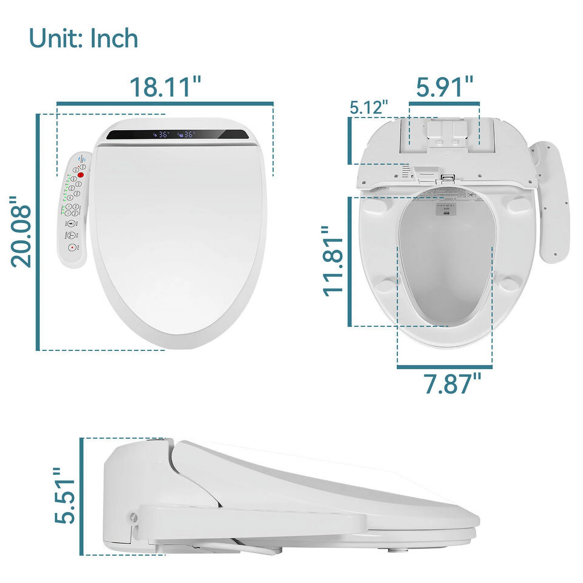 PULUOMIS Elongated Electronic Bidet Toilet Seat White with Heated Seat and Self-Cleaning Nozzle - Image 18