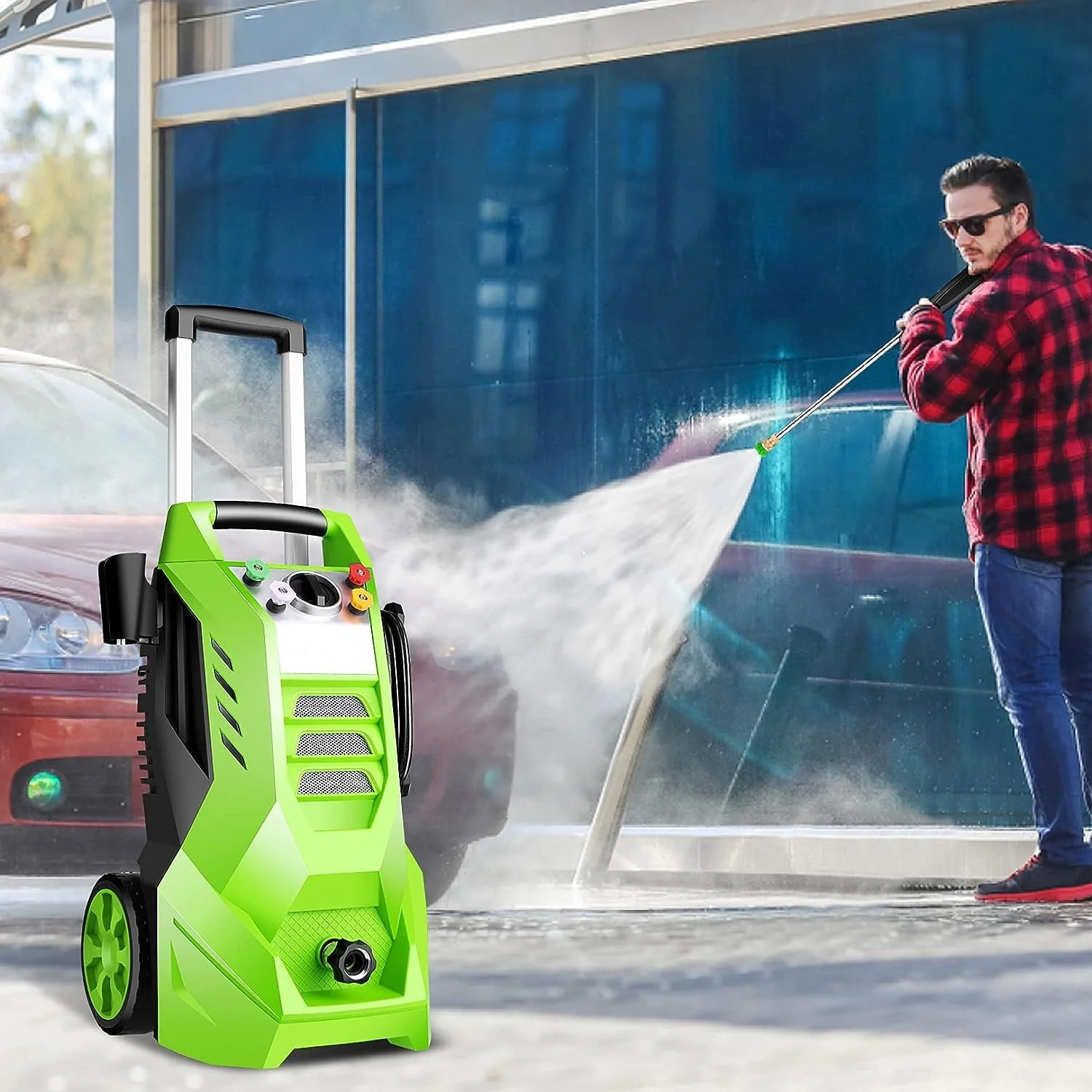 2.7GPM Electric Pressure Washer Power Washer 1800W High Pressure Washer Cleaner Machine with 4 Changeable Nozzle & Hose Reel, Best for Cleaning Patio, Garden,Yard (Green) - Image 3