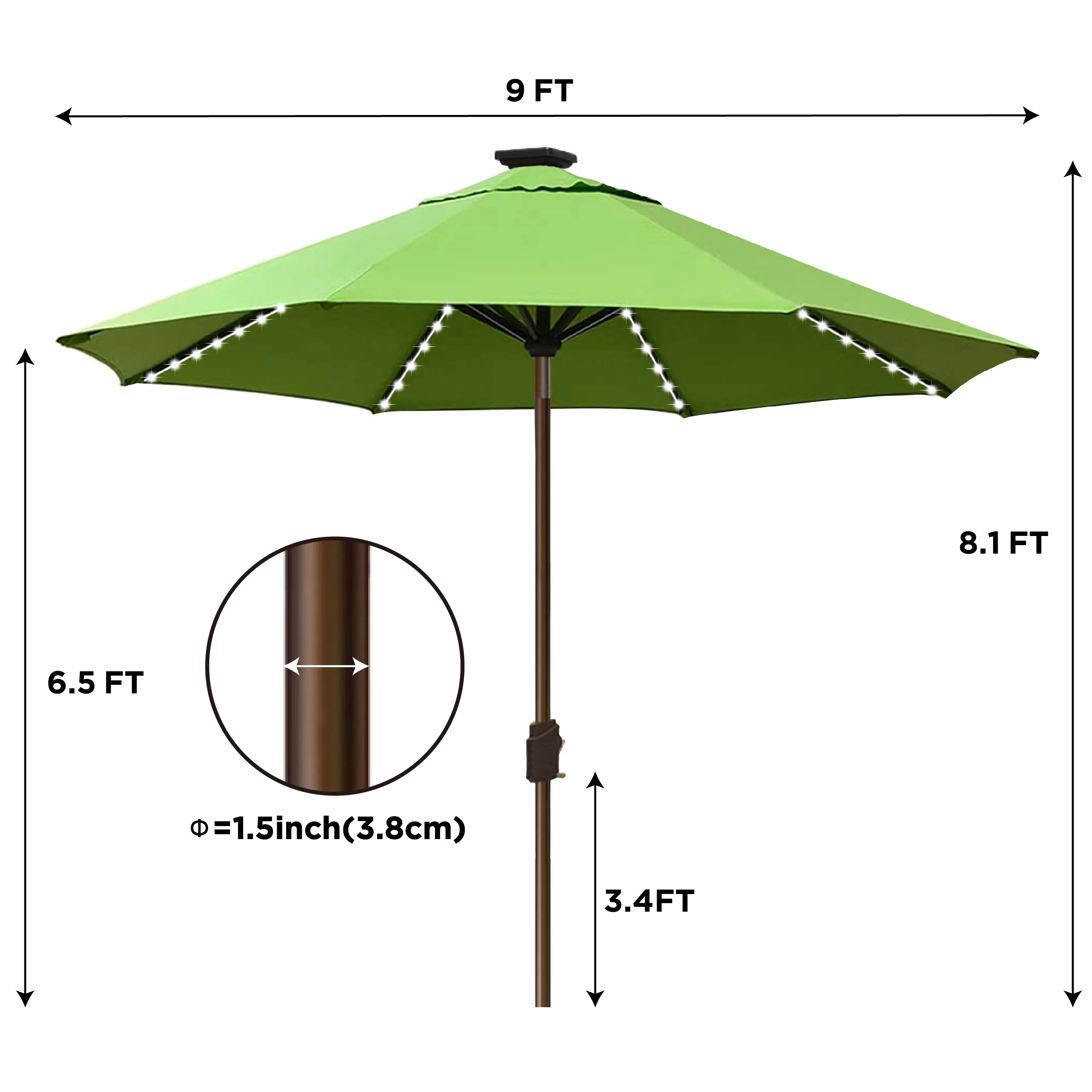 EliteShade Sunbrella Solar Umbrellas 9ft Market Umbrella with 80 LED Lights Patio Umbrellas Outdoor Table Umbrella with Ventilation and 5 Years Non-Fading Top,Ruby - Image 49