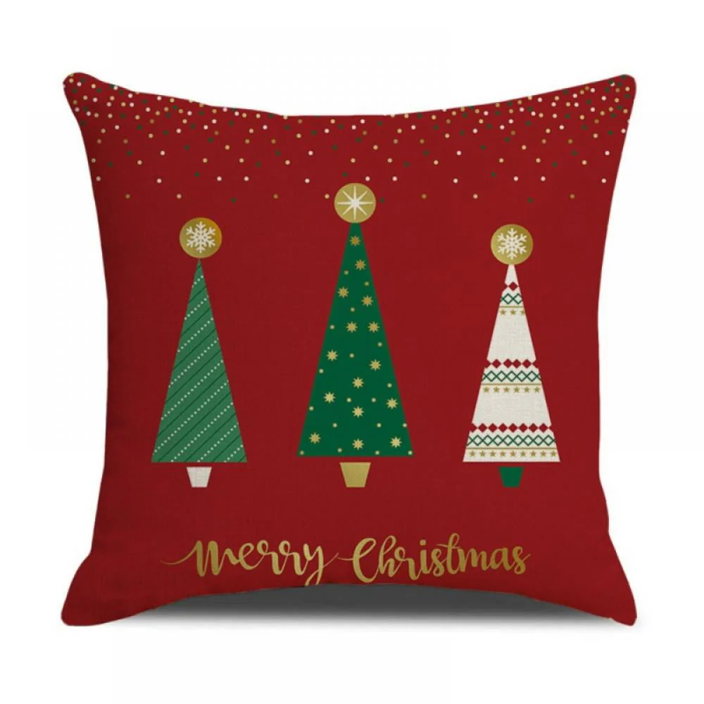 Christmas Pillow Covers 18x18 Set of 4, Red Pillow Covers Winter Rustic Linen Christmas Throw Pillows, Outdoor Decorative Farmhouse Holiday Pillow Cases for Home Sofa Couch Christmas Decorations - Image 4