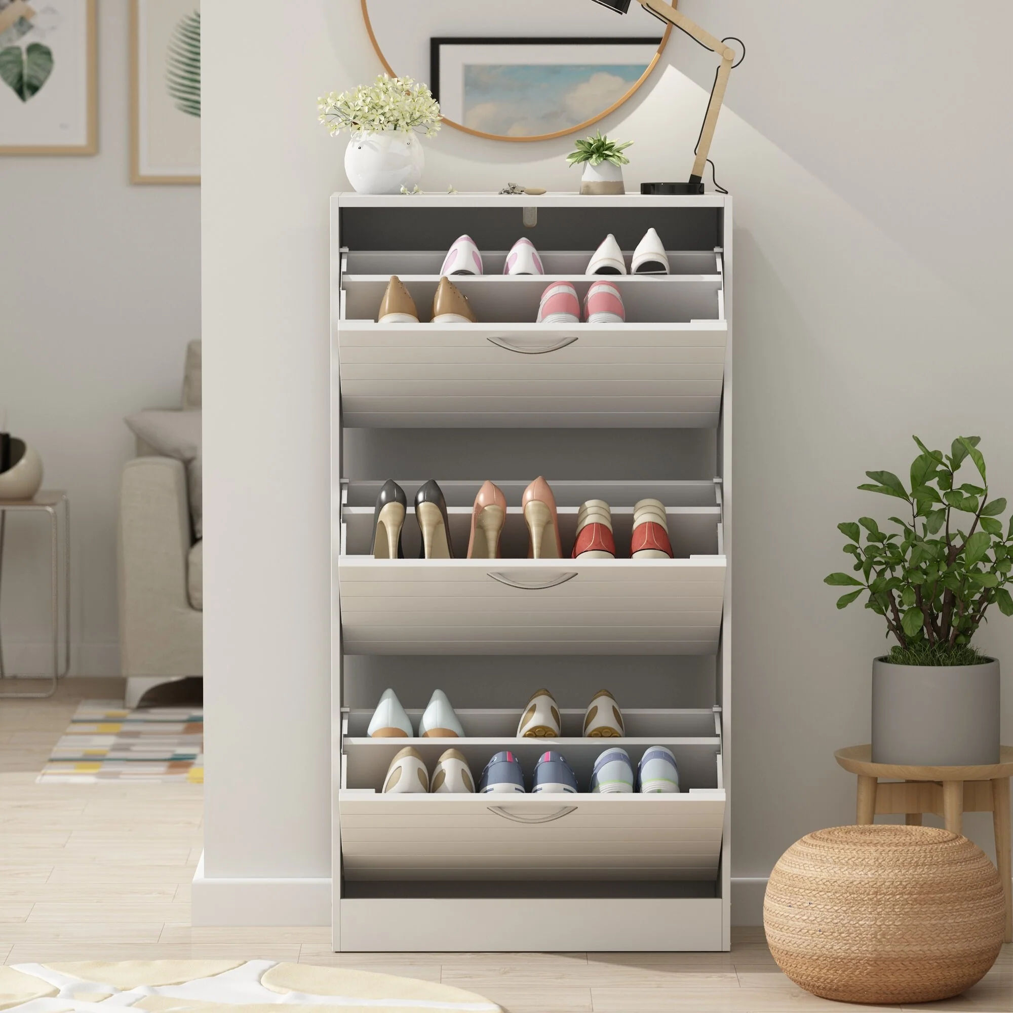 Modern Shoe Storage Cabinet for Entryway and Hallway, Space-Saving Shoe Organizer - Image 23